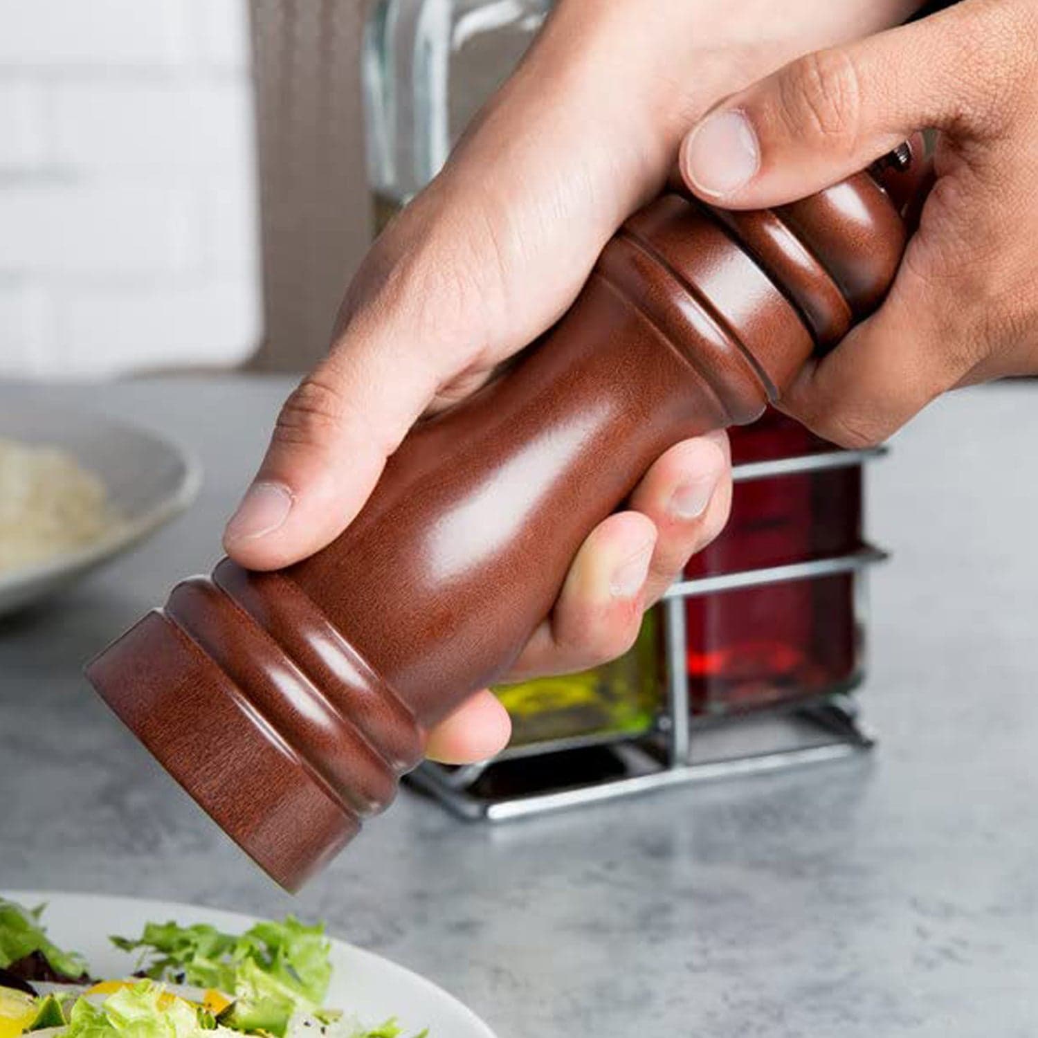 Wooden Pepper Mill 6 inch Tall - Best Pepper Grinder (1 Pc) thumbnail 4