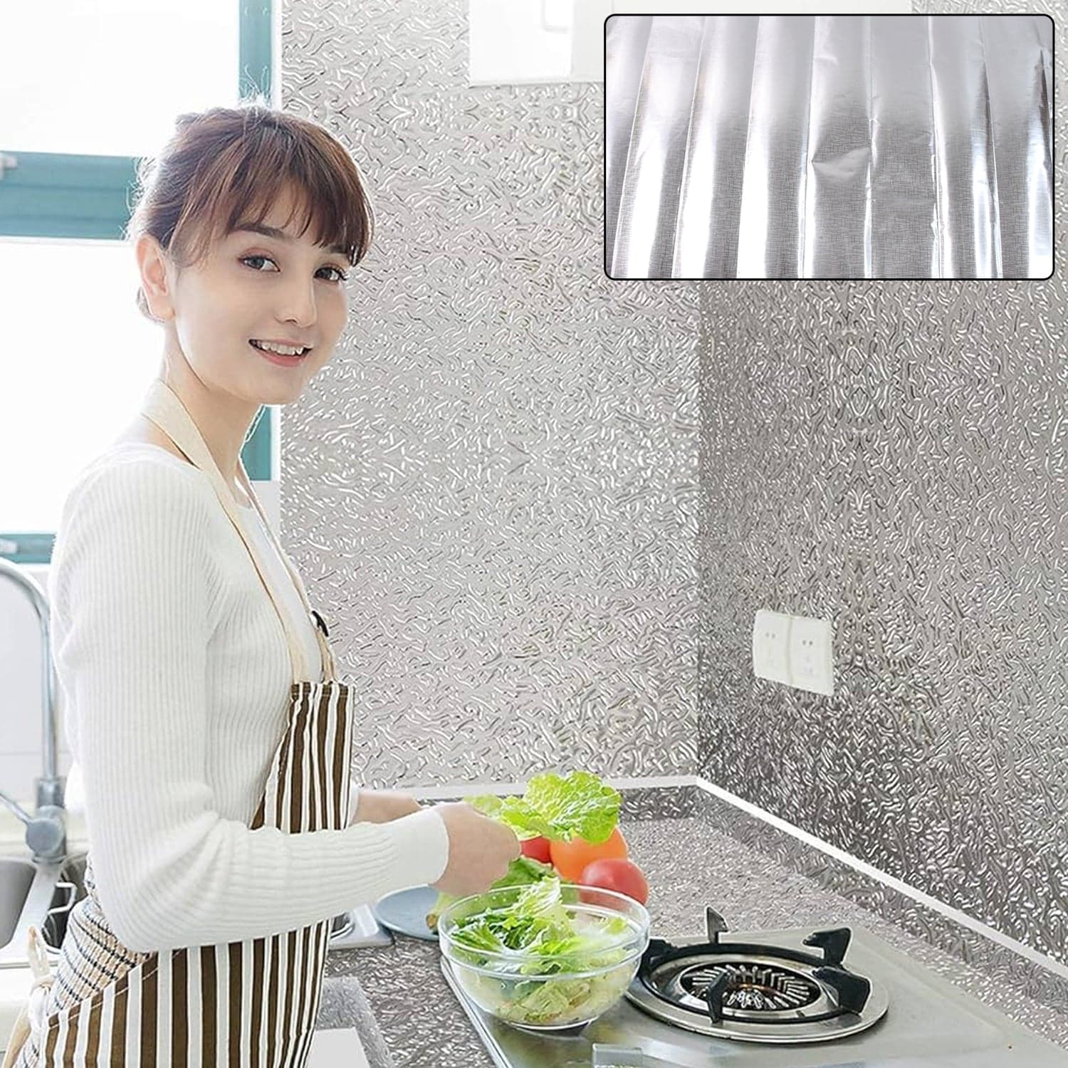 Aluminium Kitchen Wall Sheet Aluminium Without Adhesive (3 Pc / 50x90 Cm) thumbnail 5