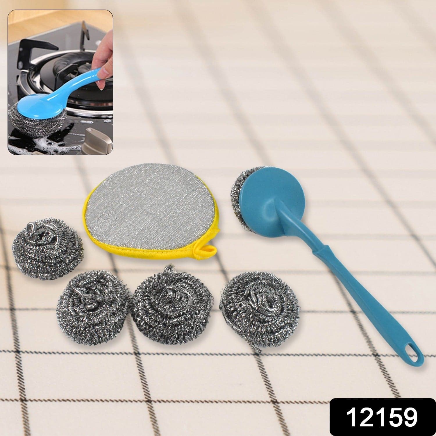 6 in 1 Kitchen Cleaning Set Handy Free Stainless Steel Scrubber thumbnail 2