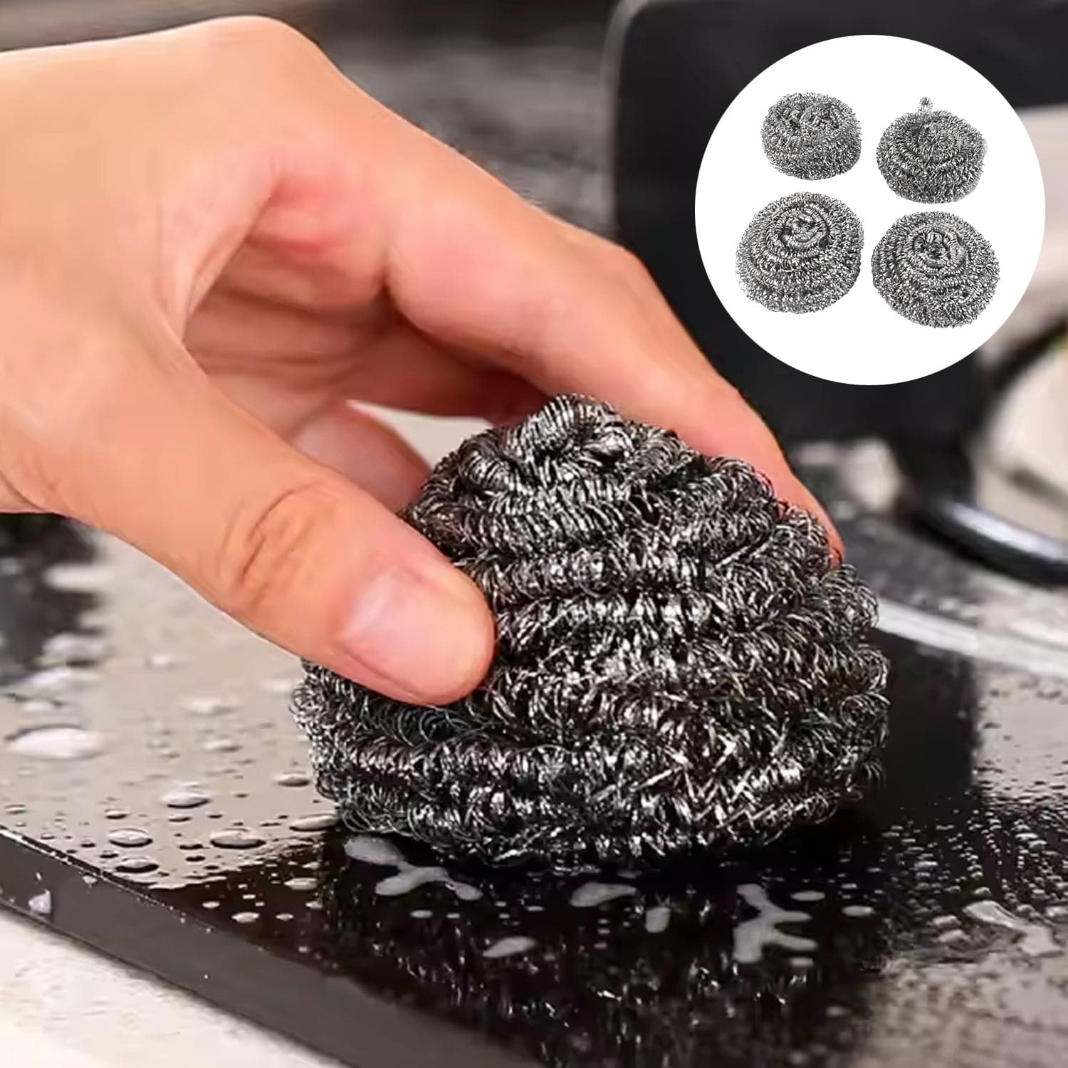 6 in 1 Kitchen Cleaning Set Handy Free Stainless Steel Scrubber thumbnail 3