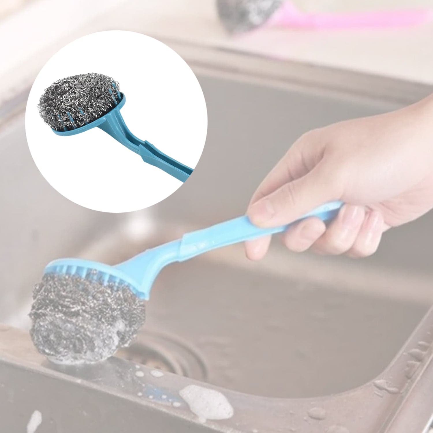 6 in 1 Kitchen Cleaning Set Handy Free Stainless Steel Scrubber thumbnail 4