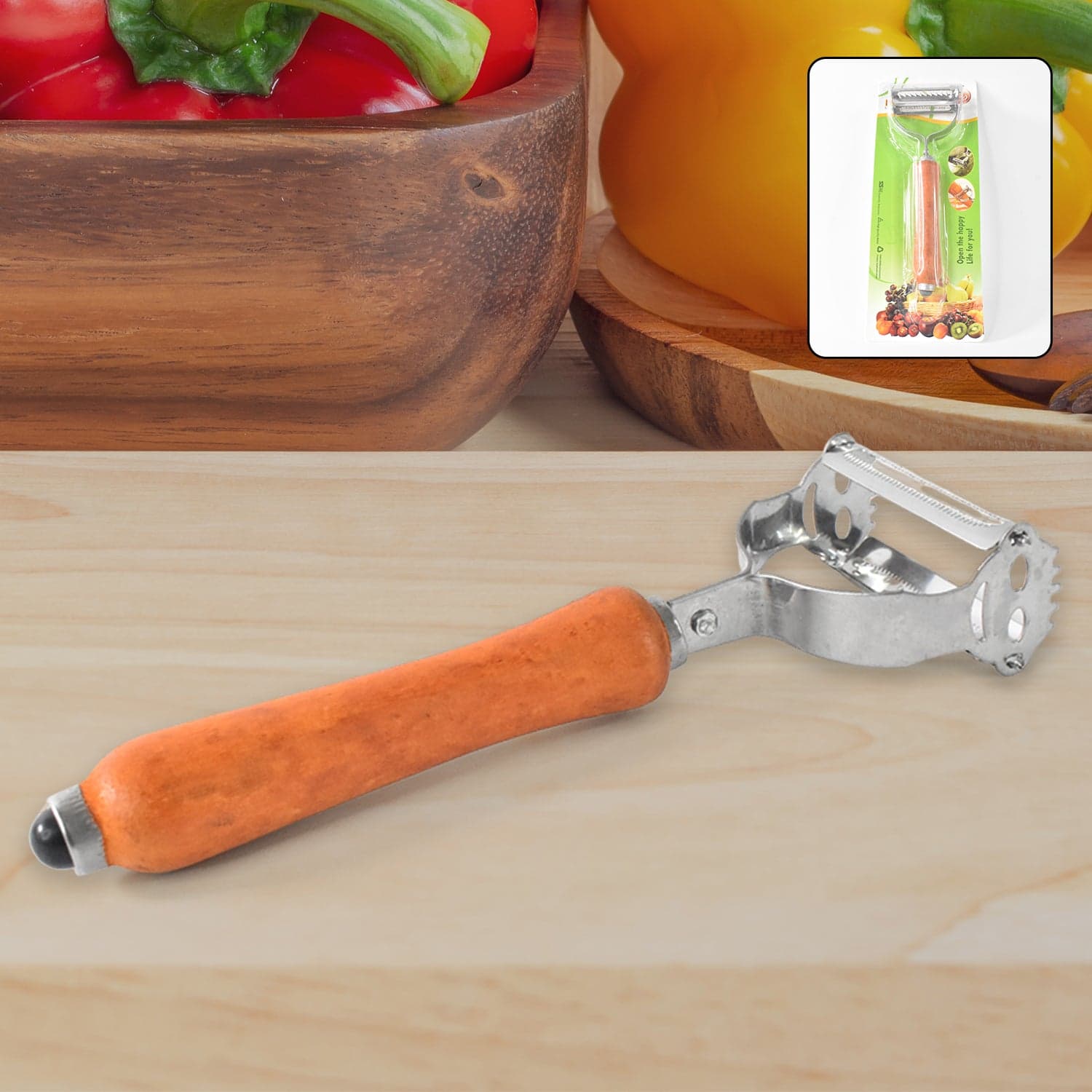 Vegetable and Fruit Peeler with Wooden Handle (1 Pc) thumbnail 1