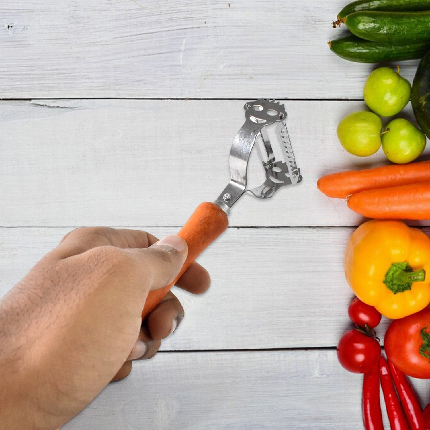 Vegetable and Fruit Peeler with Wooden Handle (1 Pc) thumbnail 3