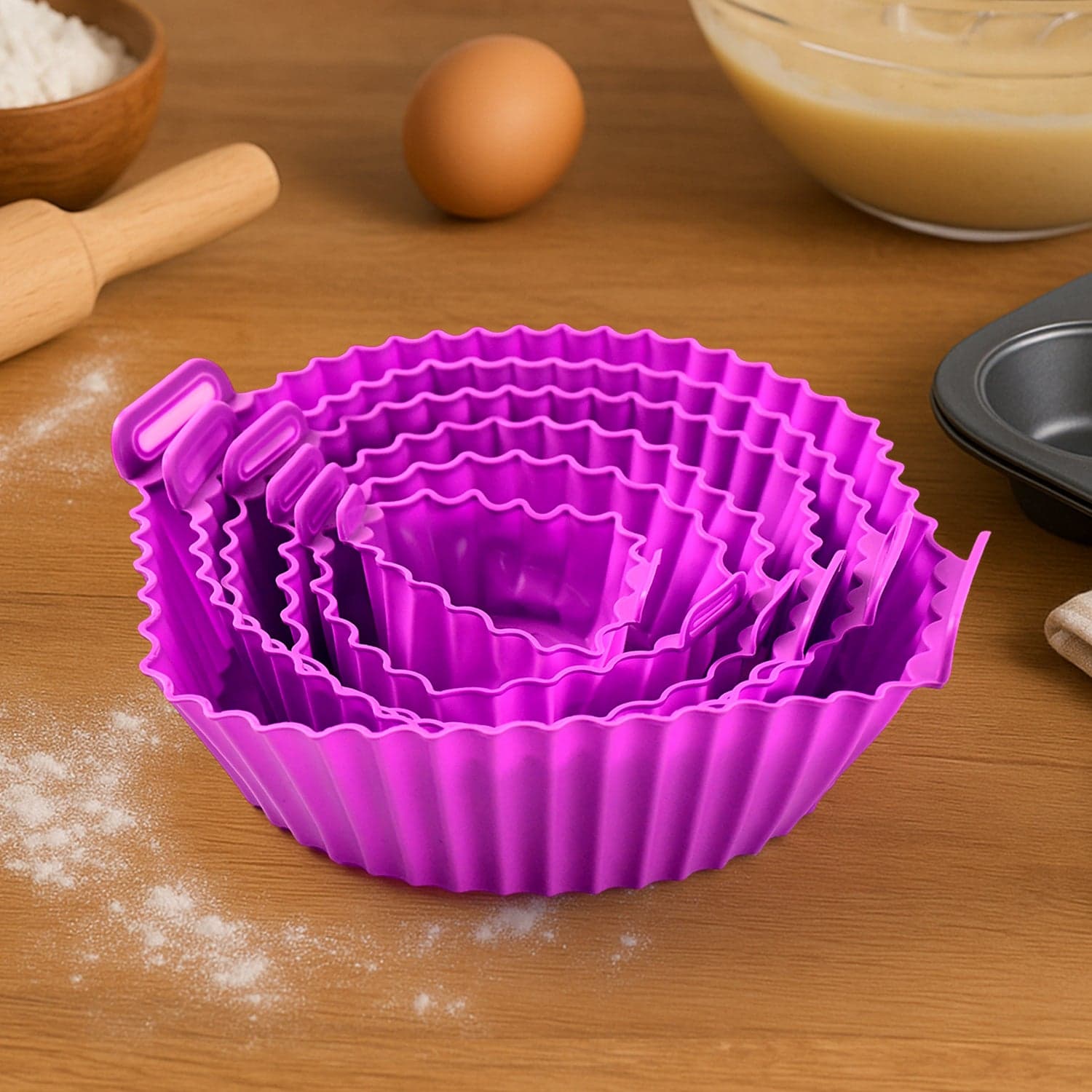 Air Fryer Reusable Silicone Pot with Handles (6 Pc set) thumbnail 4