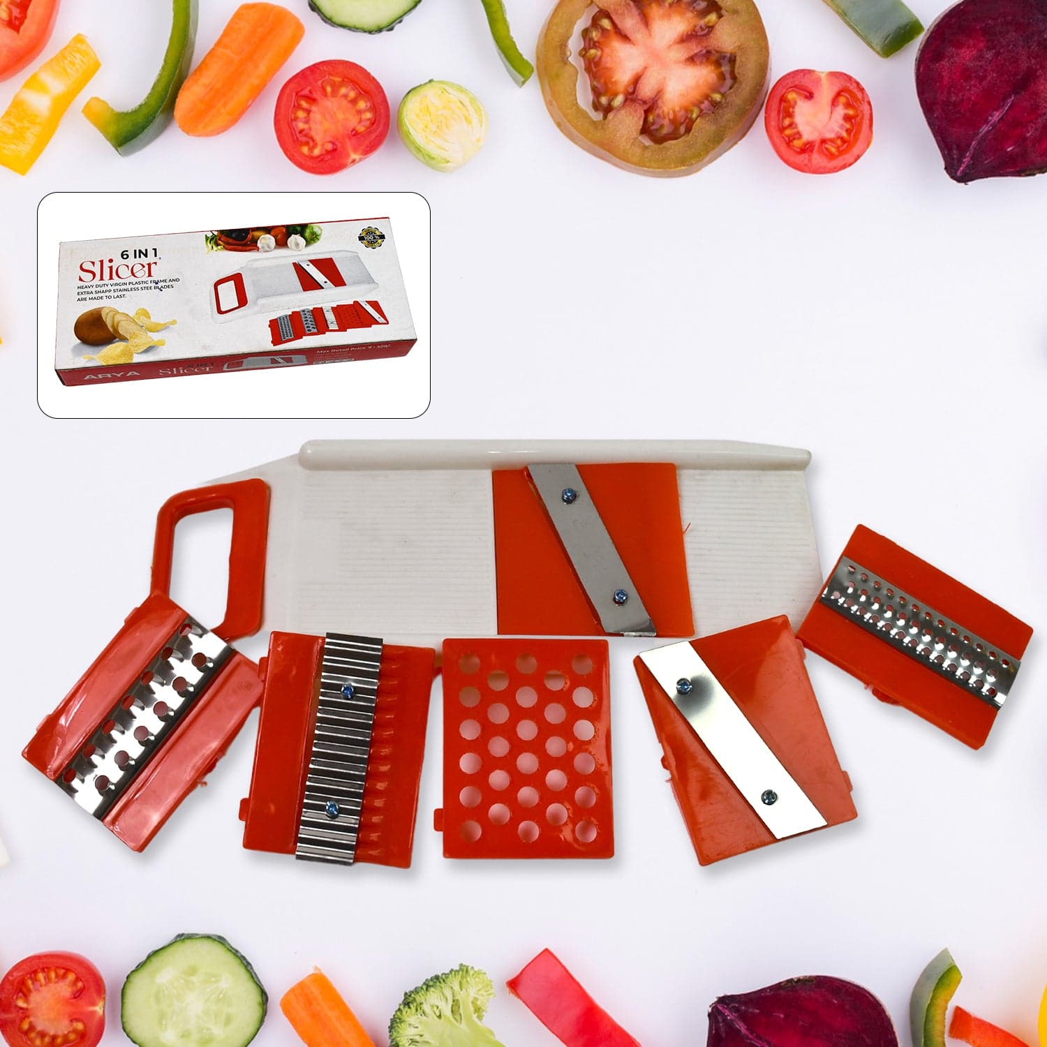 Plastic 6 in 1 Vegetables Slicer, Cutter and Fruit Dicer Grater (1 Set) thumbnail 1