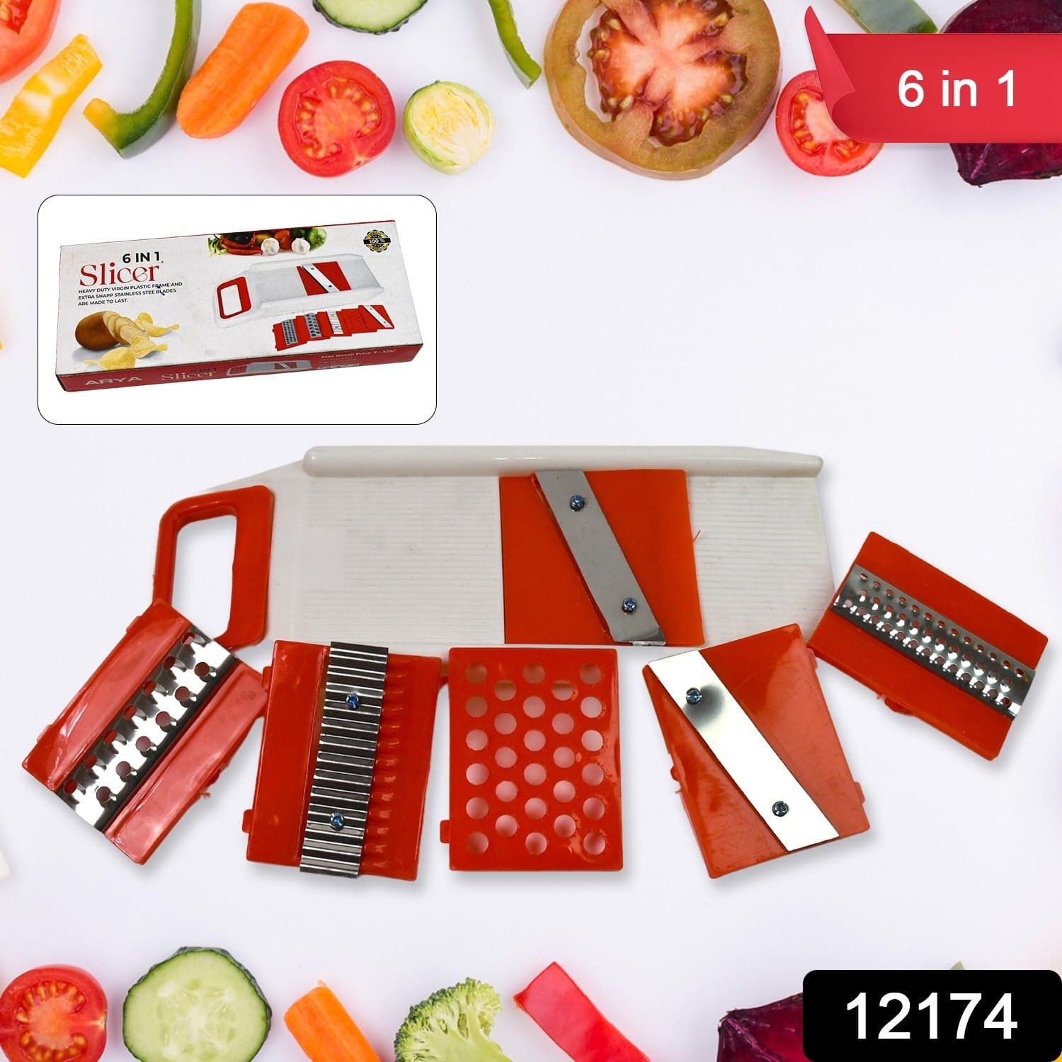 Plastic 6 in 1 Vegetables Slicer, Cutter and Fruit Dicer Grater (1 Set) thumbnail 2