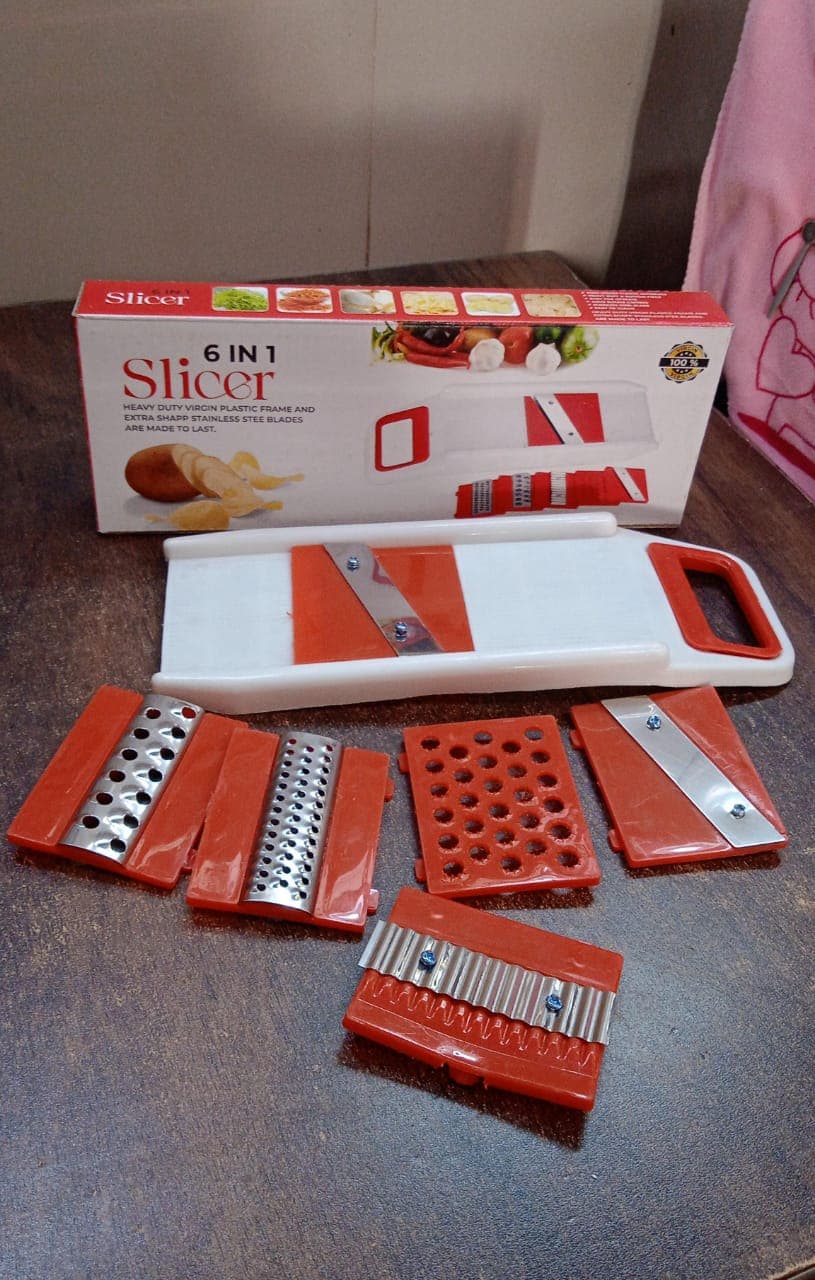 Plastic 6 in 1 Vegetables Slicer, Cutter and Fruit Dicer Grater (1 Set) thumbnail 7