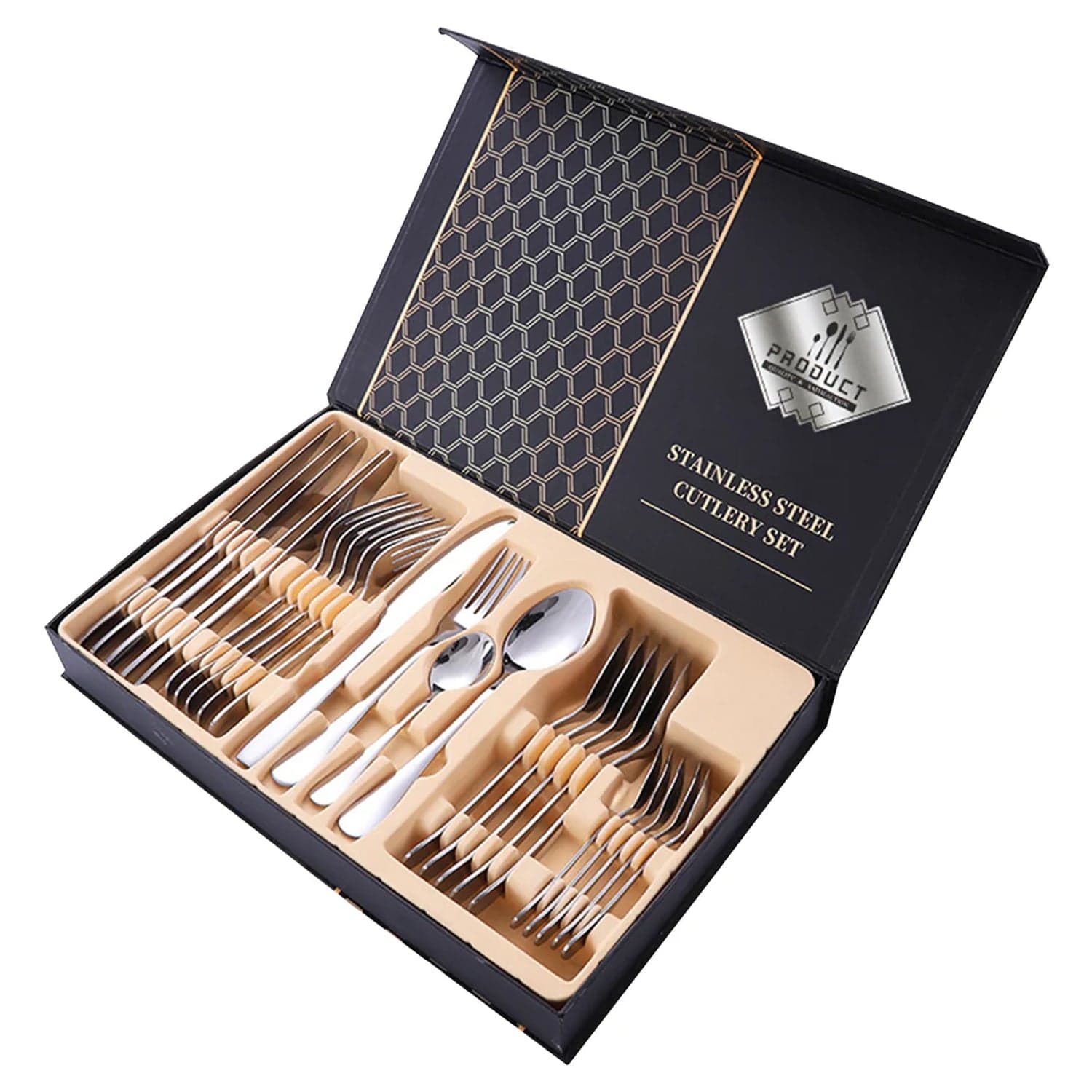 Premium Silver Daily Use Cutlery Set Stainless Steel Luxury Combo Set of 24 thumbnail 7