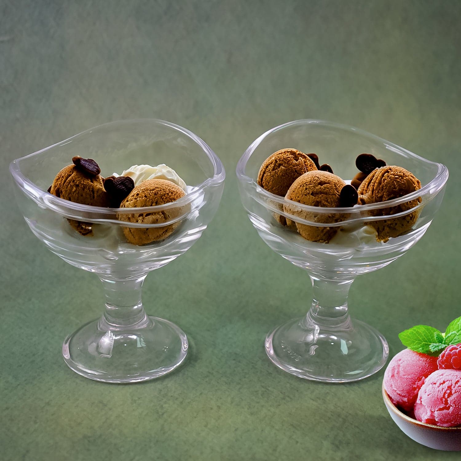 Glass Footed Dessert Bowl, Ice Cream Cup (2 Pcs Set) thumbnail 1