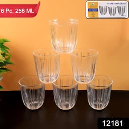 Premium Transparent Glass Tumbler Set 256Ml 6 Pc