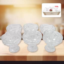 Glass Ice-Cream Cup Set, Home & Kitchen Serving or Dessert Cup (6 Pcs Set)