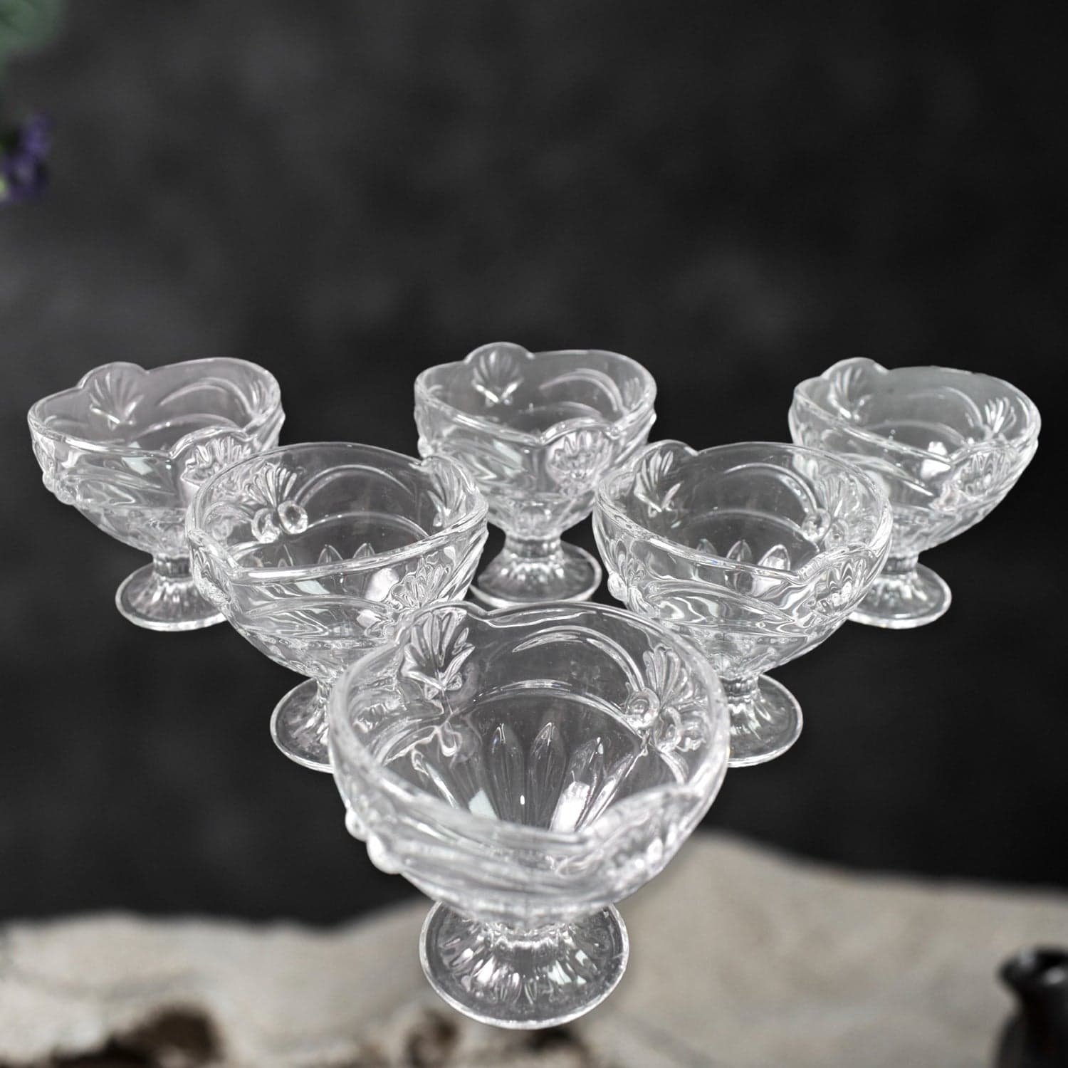 Glass Ice-Cream Cup Set, Home & Kitchen Serving or Dessert Cup (6 Pcs Set) thumbnail 3