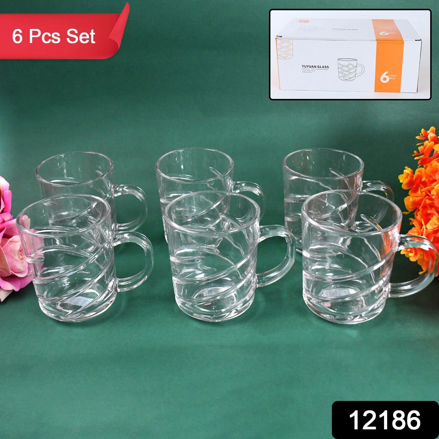 Glass Coffe & Tea Cup / Mug Enjoy Your Drink in Style, Water glass (6 pcs Set / 220 ML) thumbnail 2