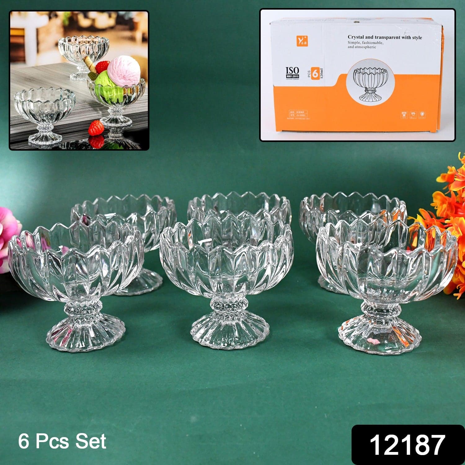 Glass Ice Cream Bowls Glass Dessert Cups for Sundae (6 pcs / 120ml) thumbnail 2