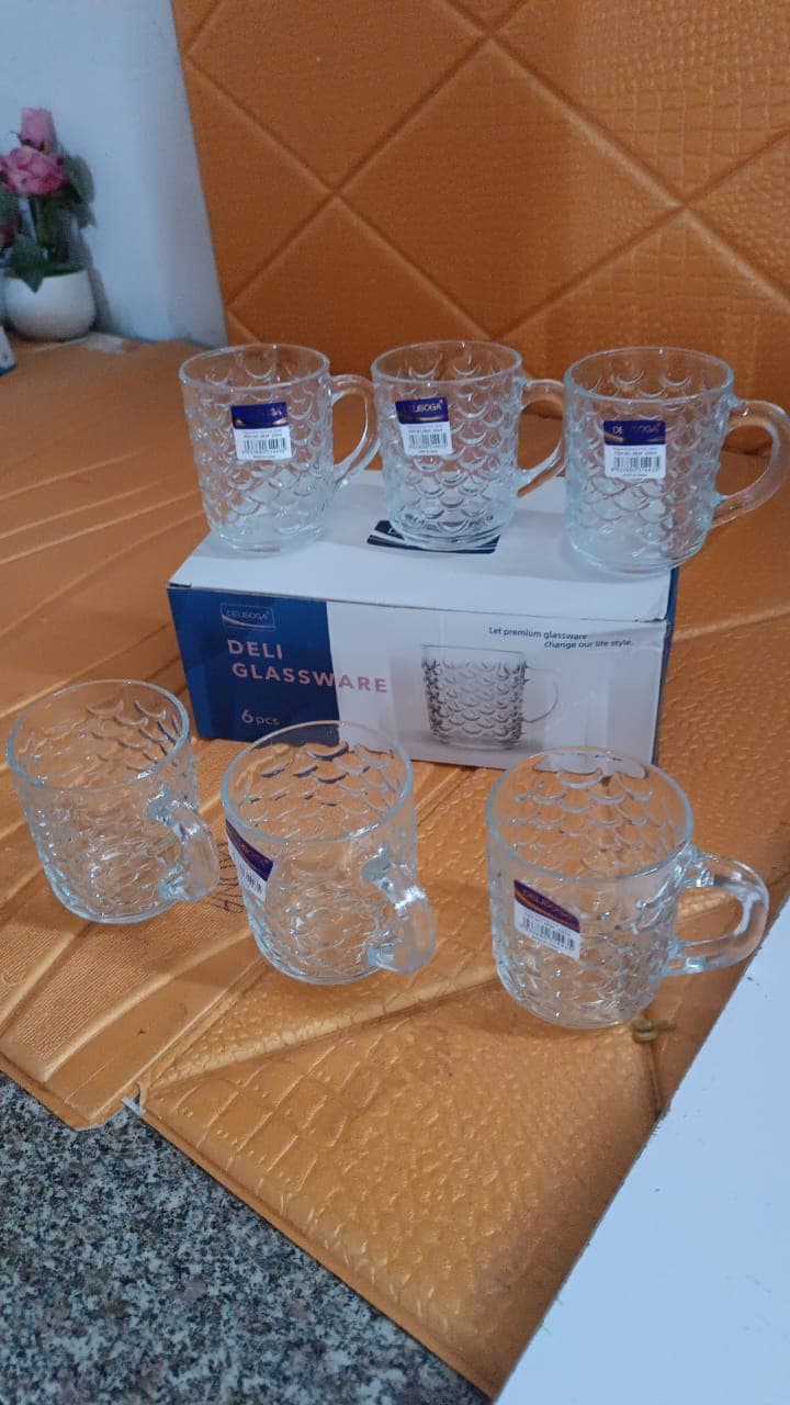 Glass Coffee & Tea Cup / Mug With Handle, Water glass (6 pcs Set / 225 ML) thumbnail 7