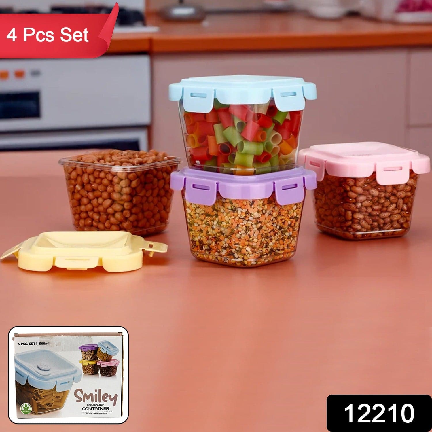 Plastic Food Storage Containers with Lid (4 Pcs Set / 500 ML) thumbnail 3