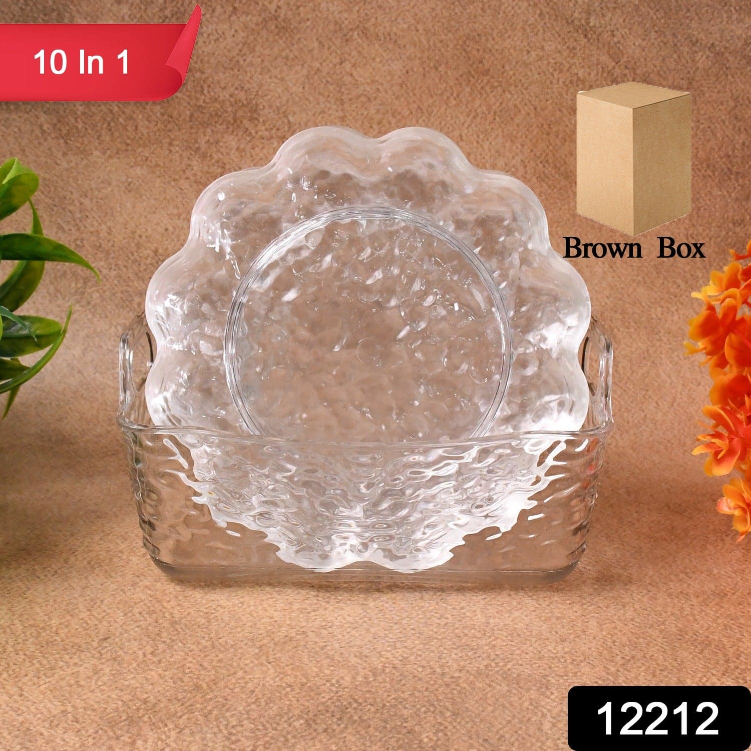 Plastic Household Flower Design Plates Dinner Plates Dish Tray (10 Pcs Set) thumbnail 2