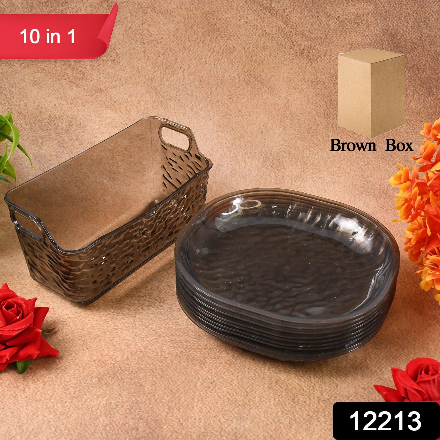 Plastic Household Plates Dinner Plates Dish Tray Skewer Bone Plate Set (10 Pcs Set) thumbnail 2