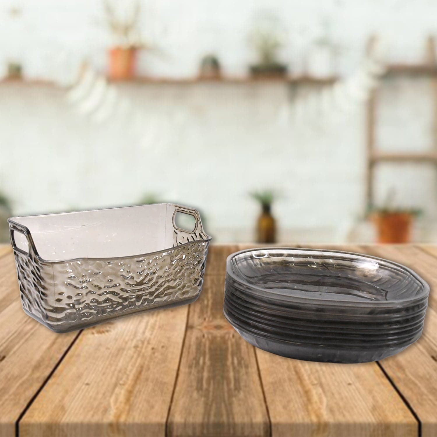Plastic Household Plates Dinner Plates Dish Tray Skewer Bone Plate Set (10 Pcs Set) thumbnail 3