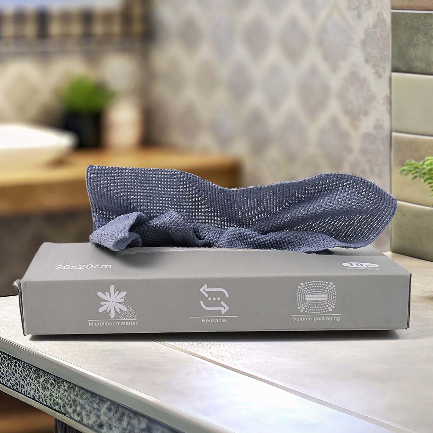 Reusable Cleaning Microfiber Towel (10 sheets, Dispenser Box) thumbnail 1