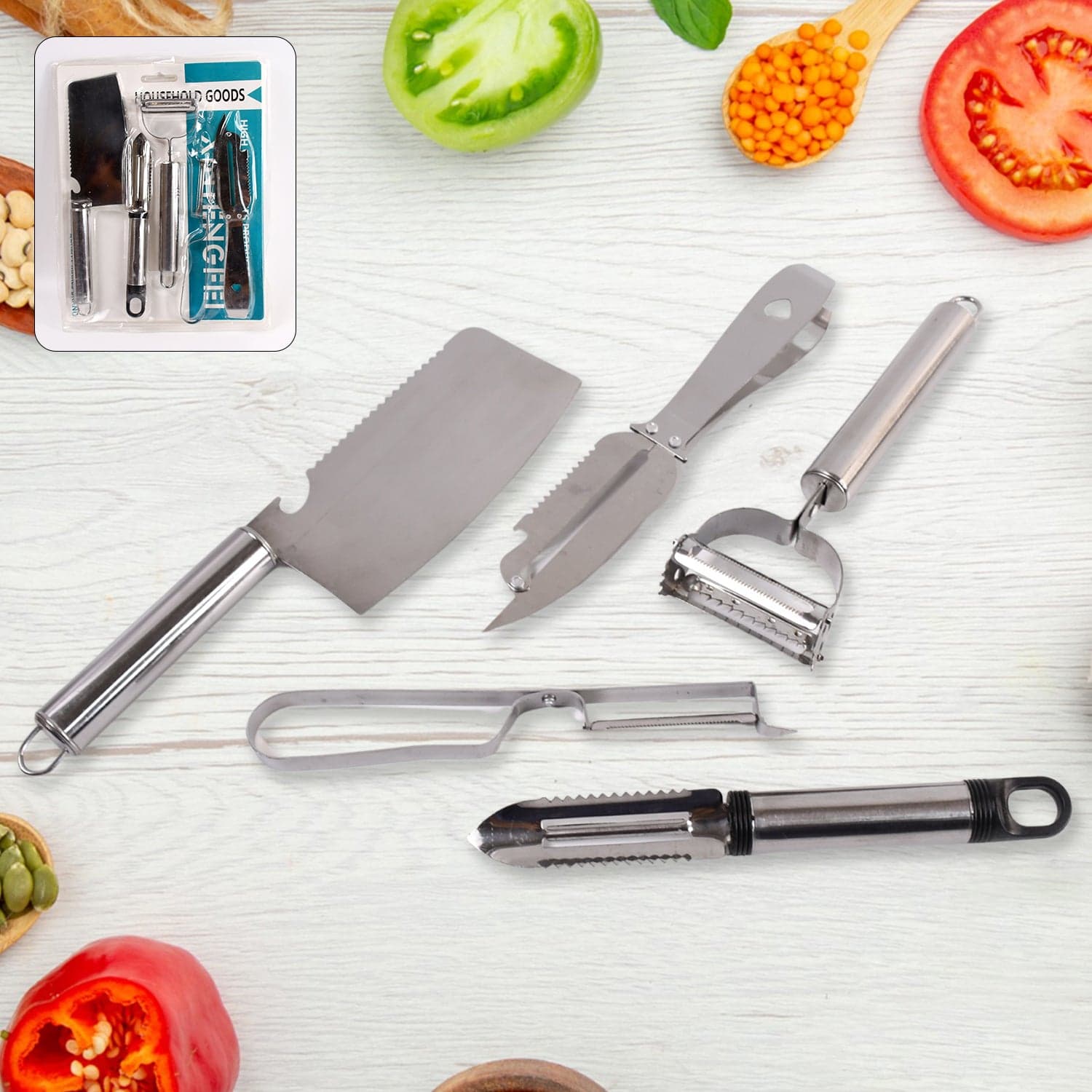 Multifunctional peeler, grater, fruit peeler, kitchen household gadget set (5 Pc Set) thumbnail 1