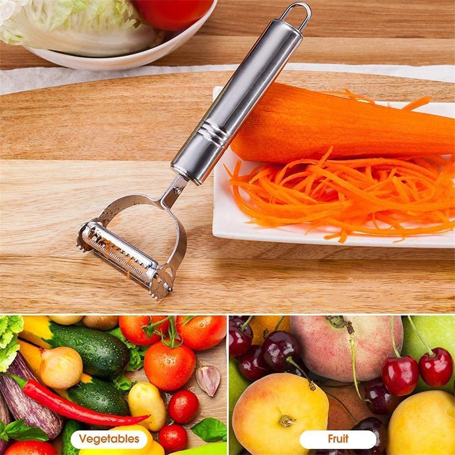 3 In 1 Stainless Steel Vegetable and Fruit Peeler Set (3 Pcs Set) thumbnail 3