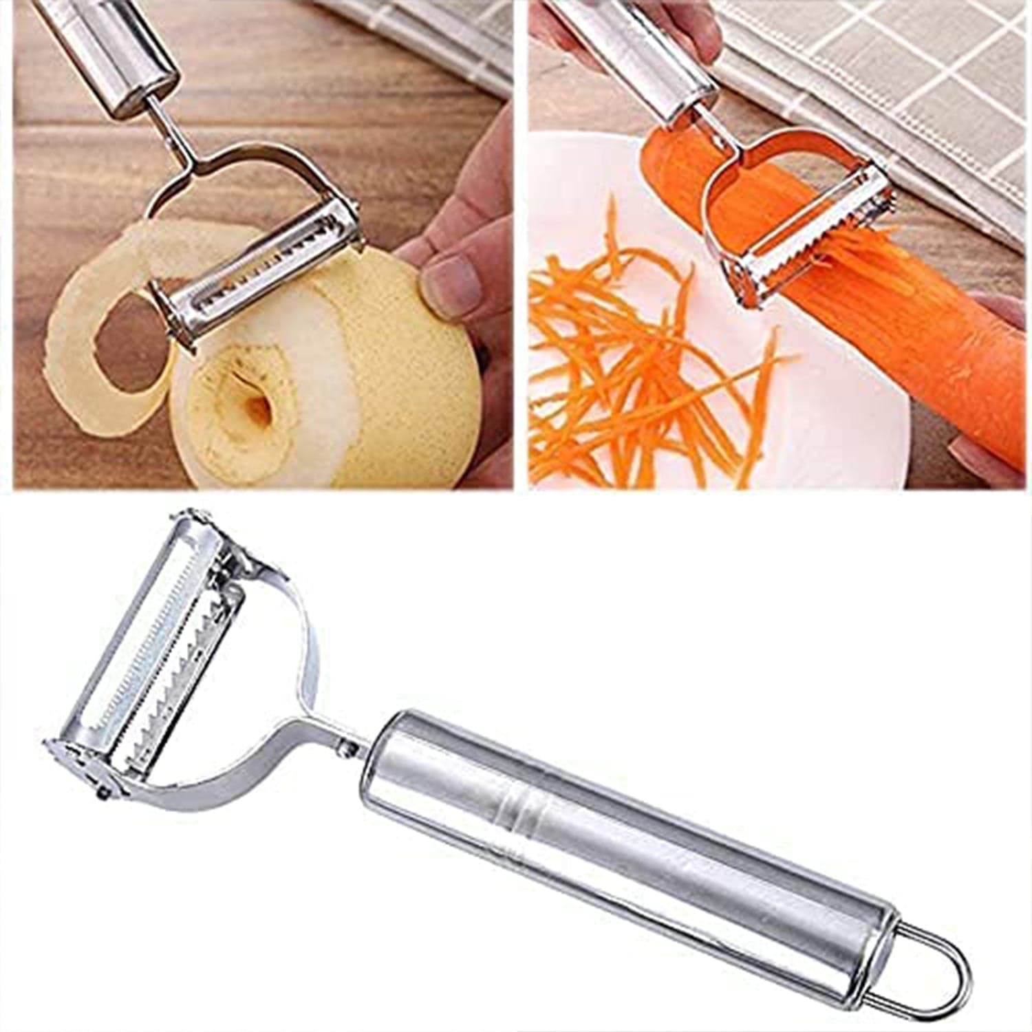 3 In 1 Stainless Steel Vegetable and Fruit Peeler Set (3 Pcs Set) thumbnail 7