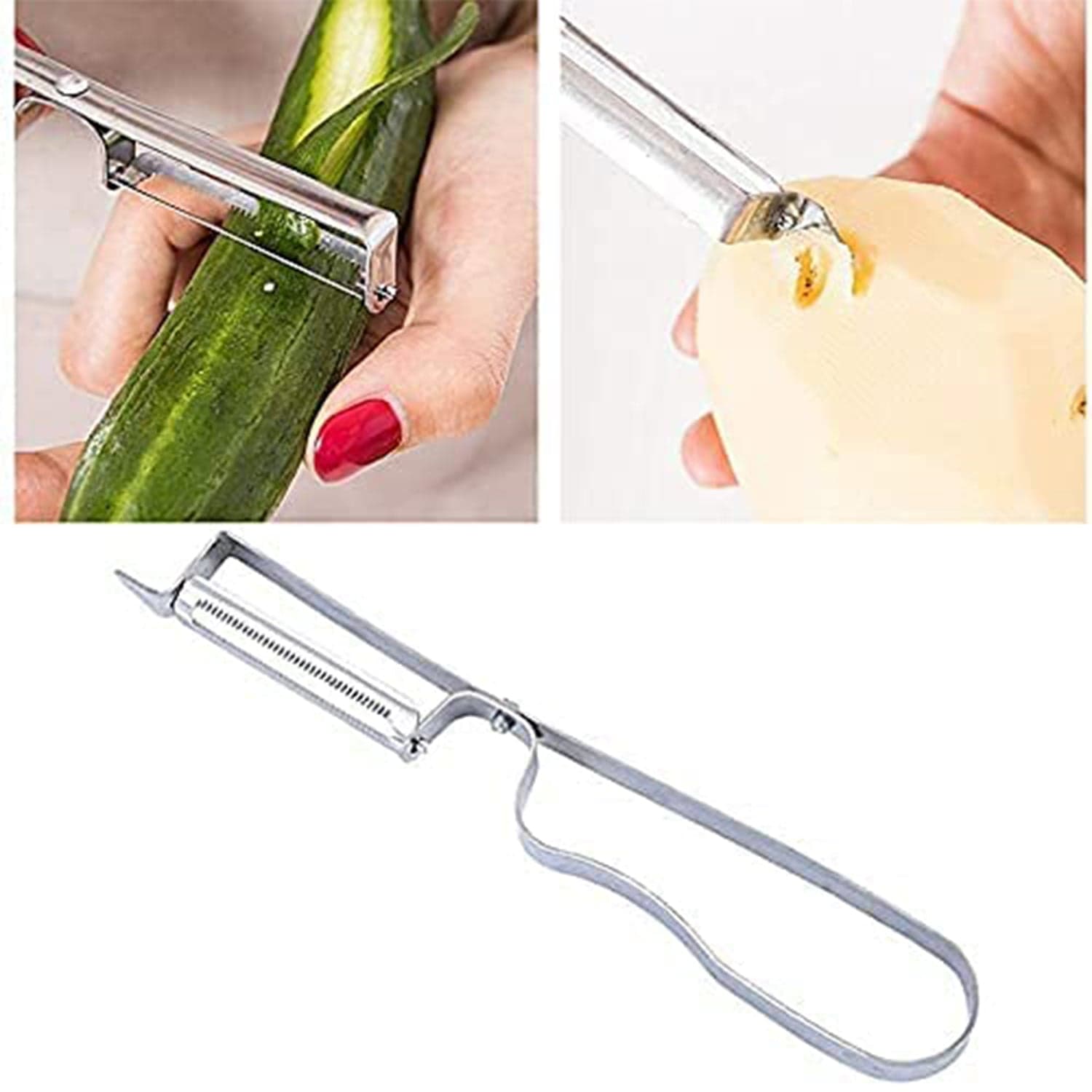 3 In 1 Stainless Steel Vegetable and Fruit Peeler Set (3 Pcs Set) thumbnail 8