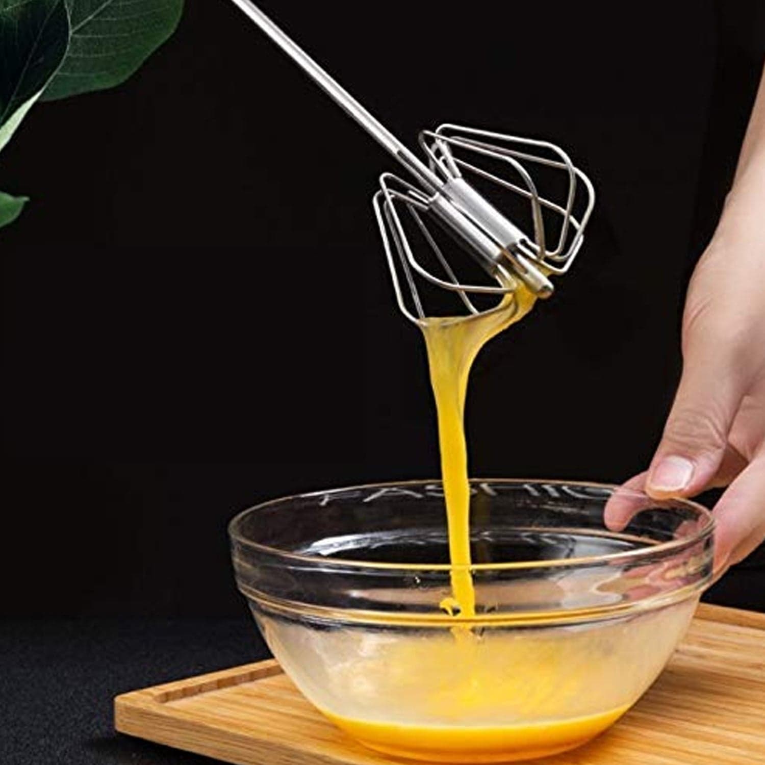 Medium Stainless Steel Egg Whisk, Hand Push Rotary Whisk Blender (1 Pc / 30 Cm) thumbnail 3