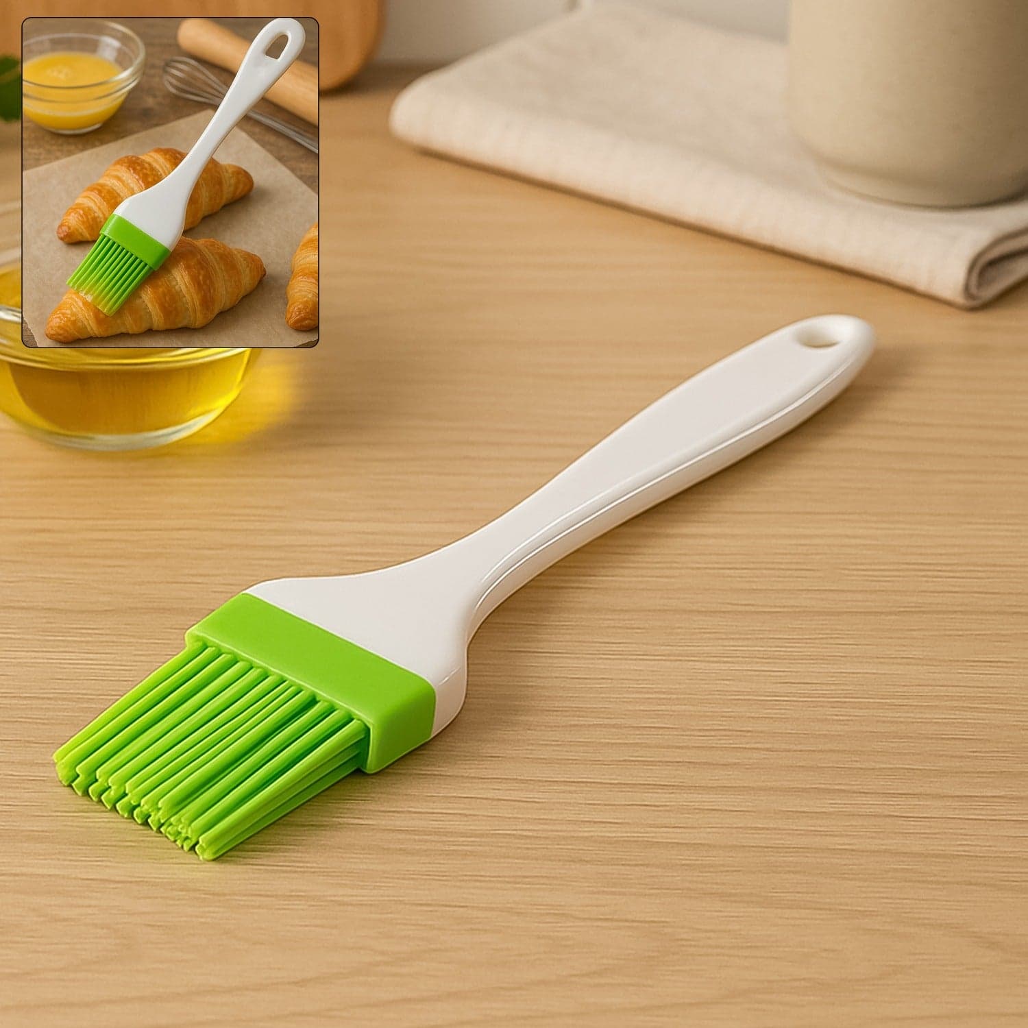 Silicone Kitchen Oil Spatula Brush with Handle Pastry / Cake Brush (17 cm / 1 Pc) thumbnail 1