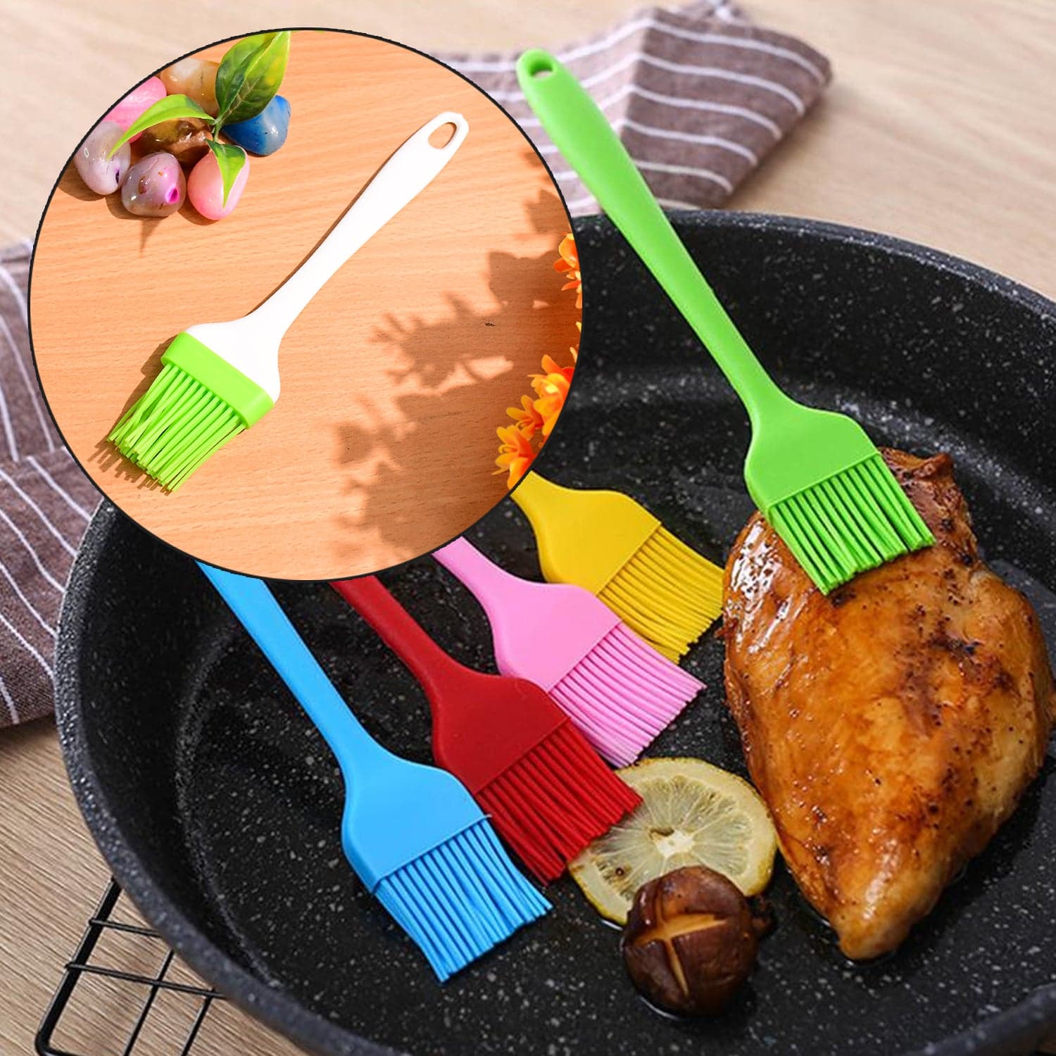 Silicone Kitchen Oil Spatula Brush with Handle Pastry / Cake Brush (17 cm / 1 Pc) thumbnail 6