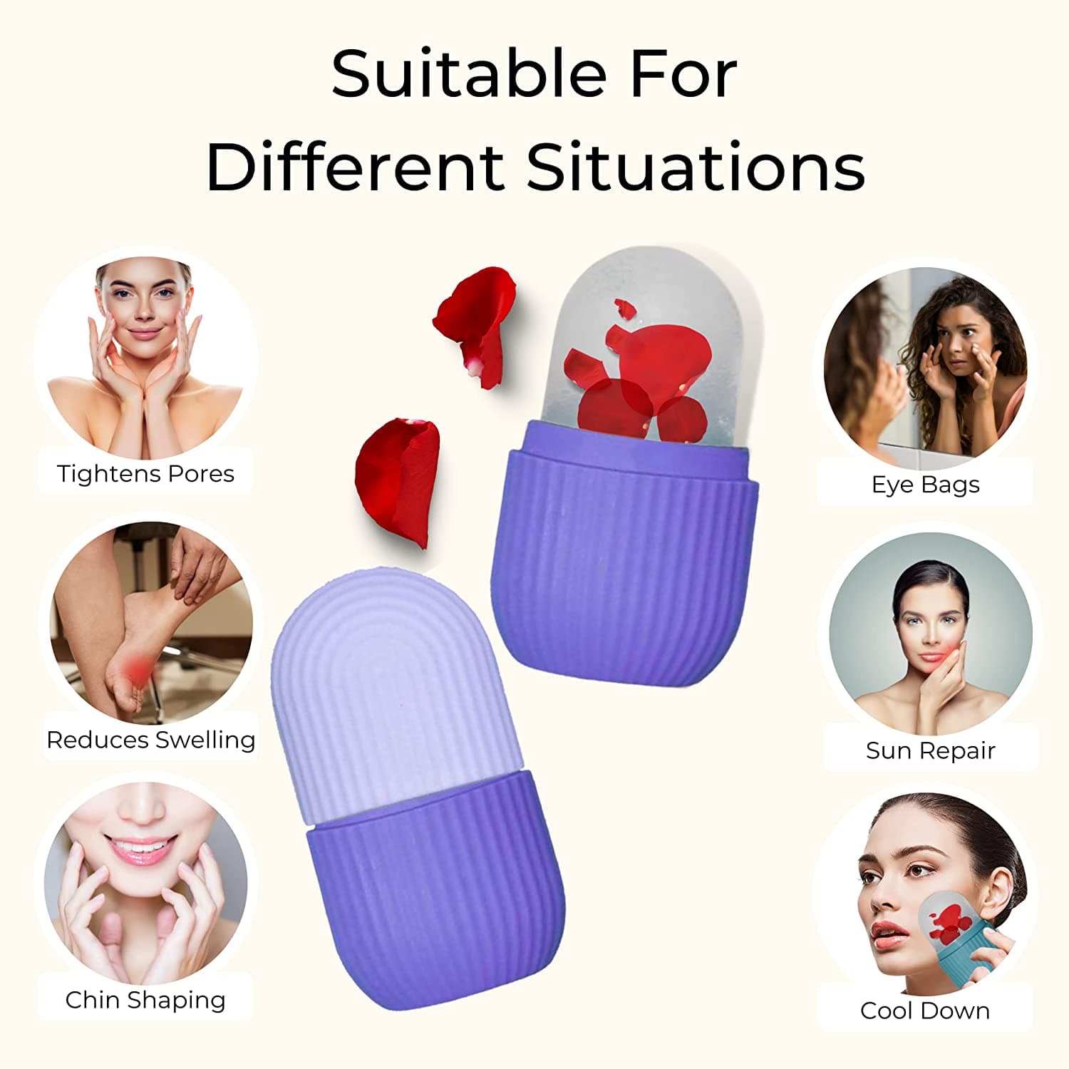 Beauty Ice Roller for Face & Eye Massage (Reusable, Purple / Without Box) thumbnail 12