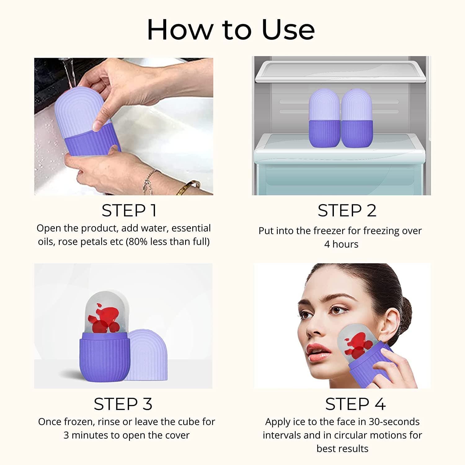 Beauty Ice Roller for Face & Eye Massage (Reusable, Purple / Without Box) thumbnail 7
