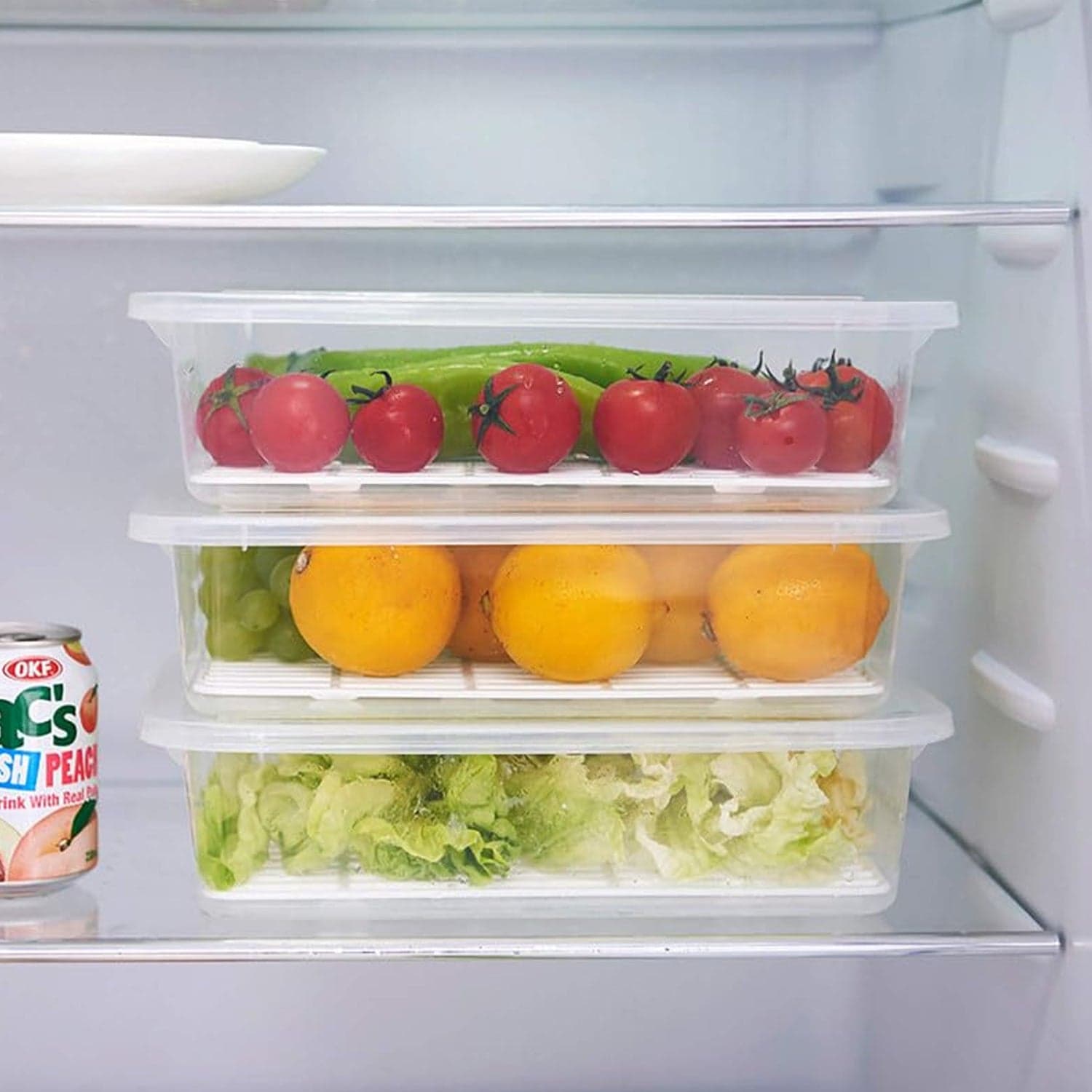 Plastic Food Storage Containers with Removable Drain Tray and Lid (3 Pcs Set) thumbnail 7