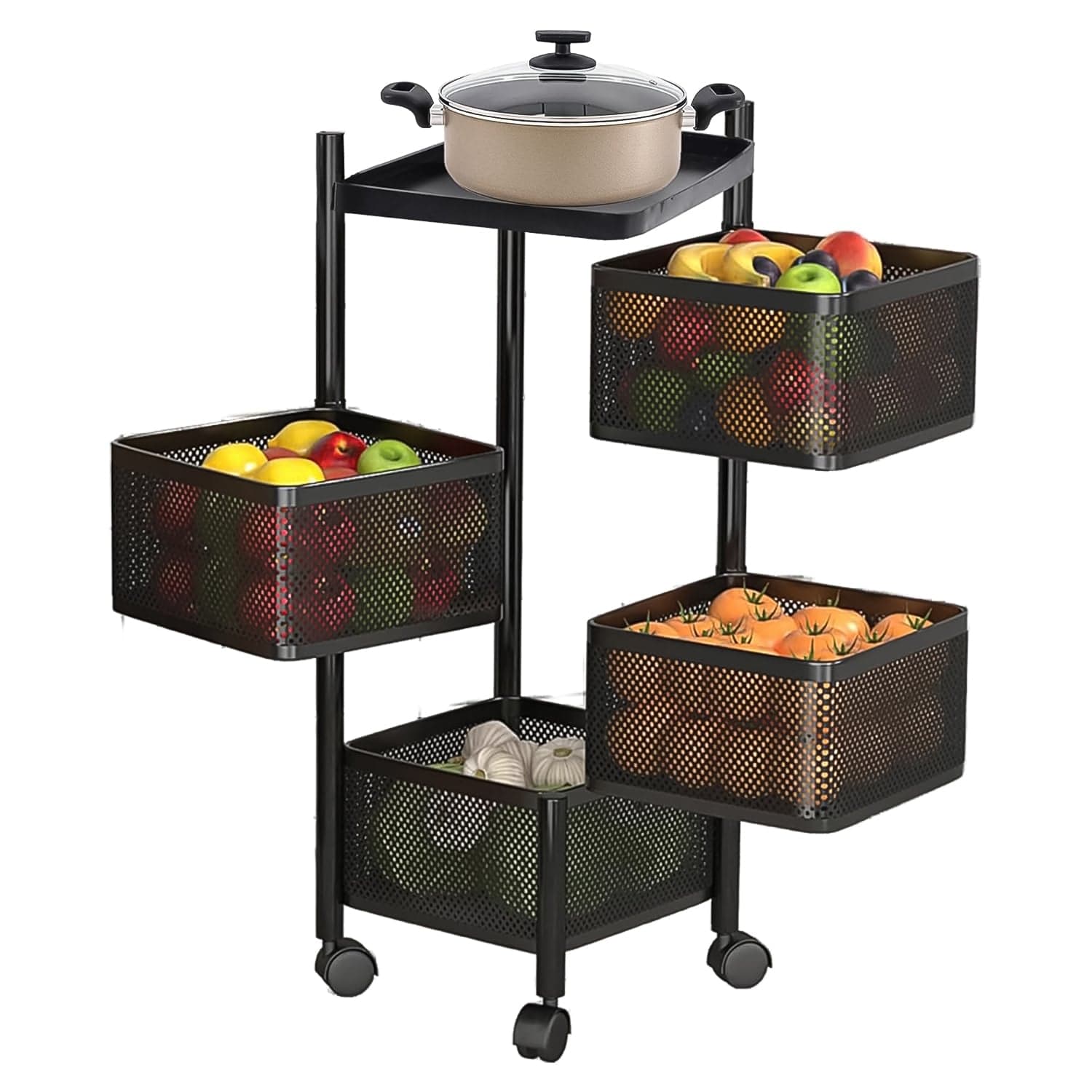 Metal Square High Quality Kitchen Trolley with Wheels (4 Layer / 1 Pc) thumbnail 5