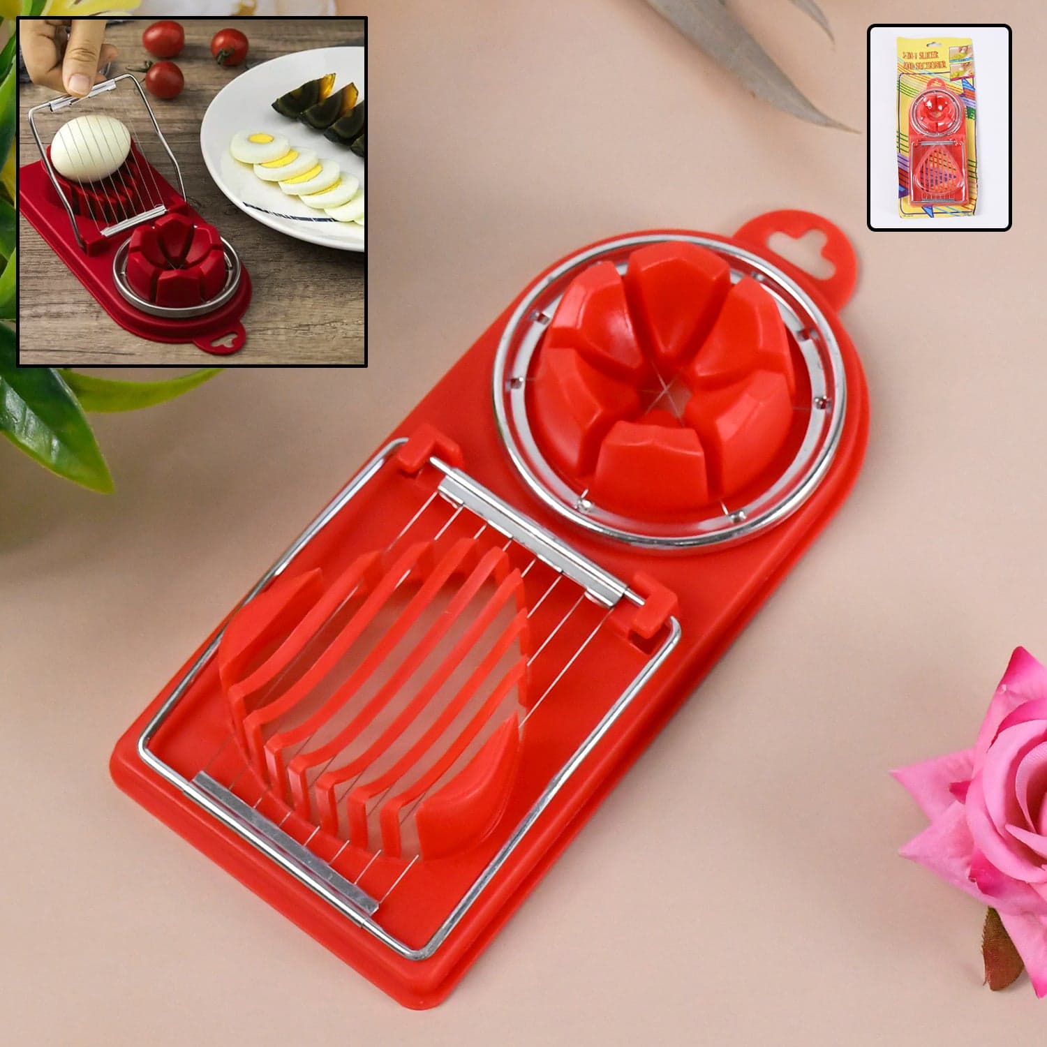 2 In 1 Egg Slicer, Egg Cutter For Hard Boiled Eggs (1 Pc) thumbnail 1