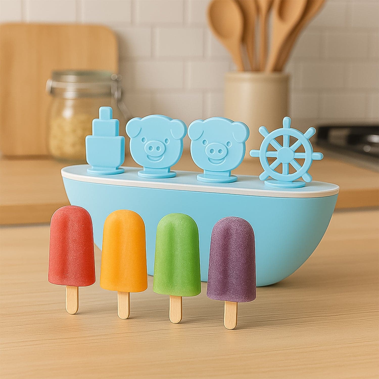 Creative Boat Shaped Ice Cream Mould With Cute Piggy thumbnail 2
