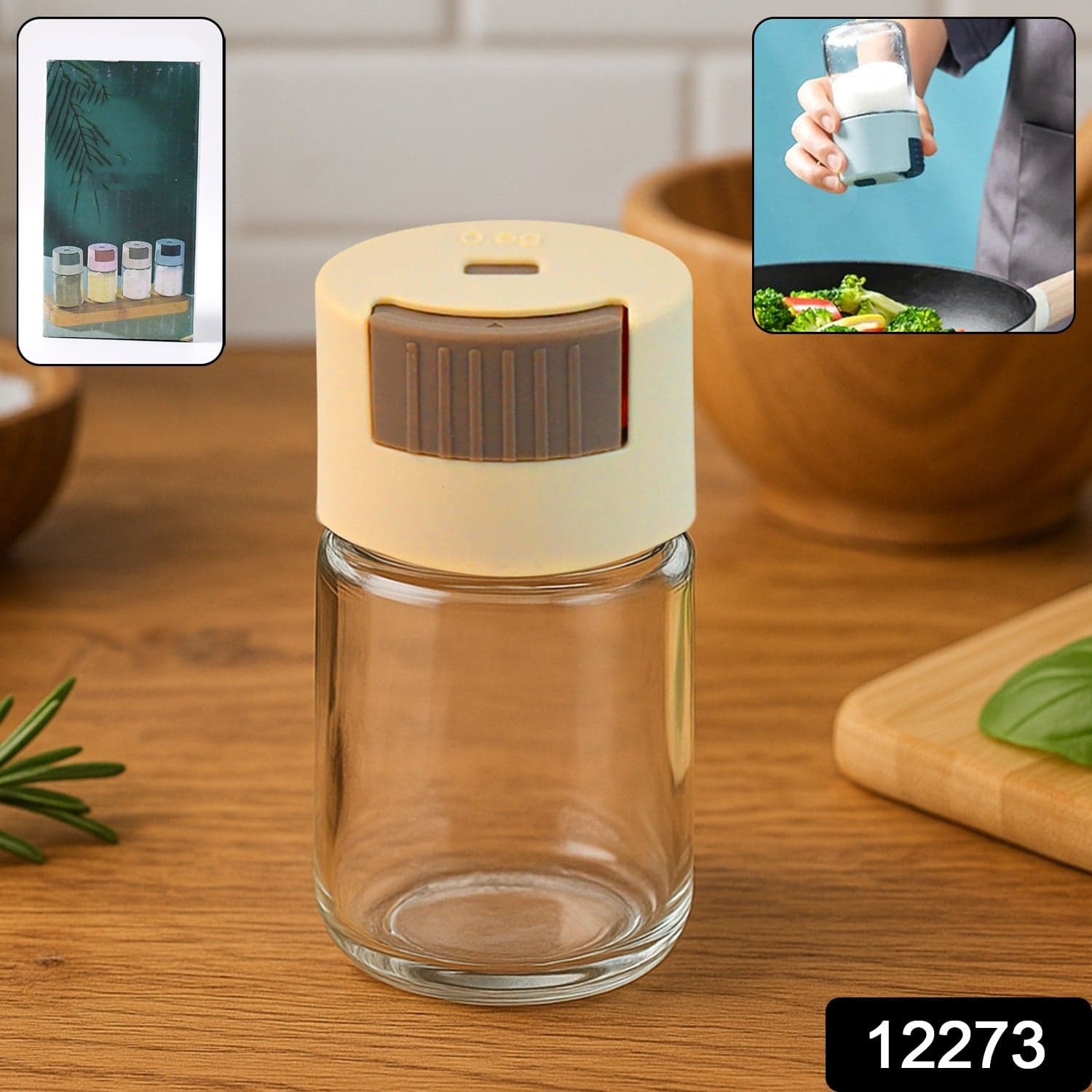 Adjustable Spice Dispenser Glass Jar1 Pc thumbnail 1