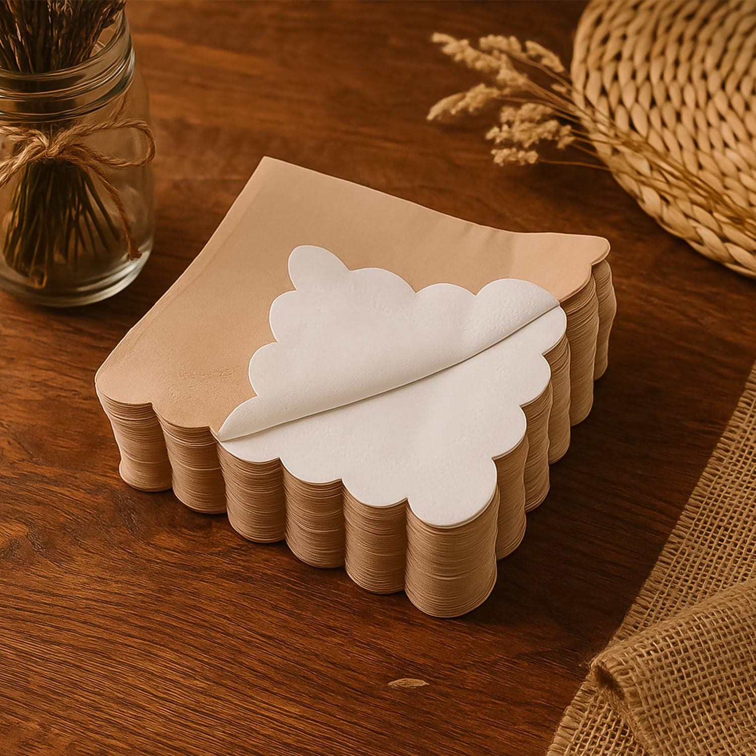 Disposable Scalloped Edge Tissue Napkins Set 120 Pc thumbnail 2