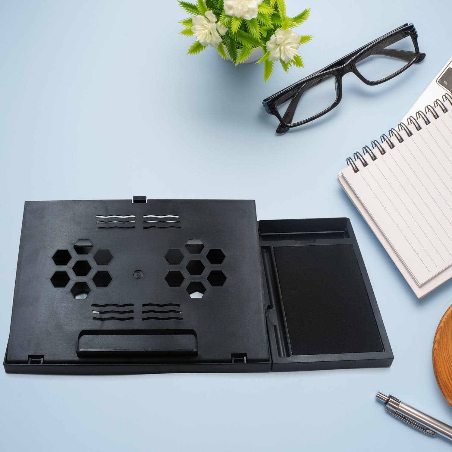 Laptop Stand Suitable Portable Foldable Compatible with MacBook Notebook Tablet Tray Desk Table Book with Free Phone Stand thumbnail 6
