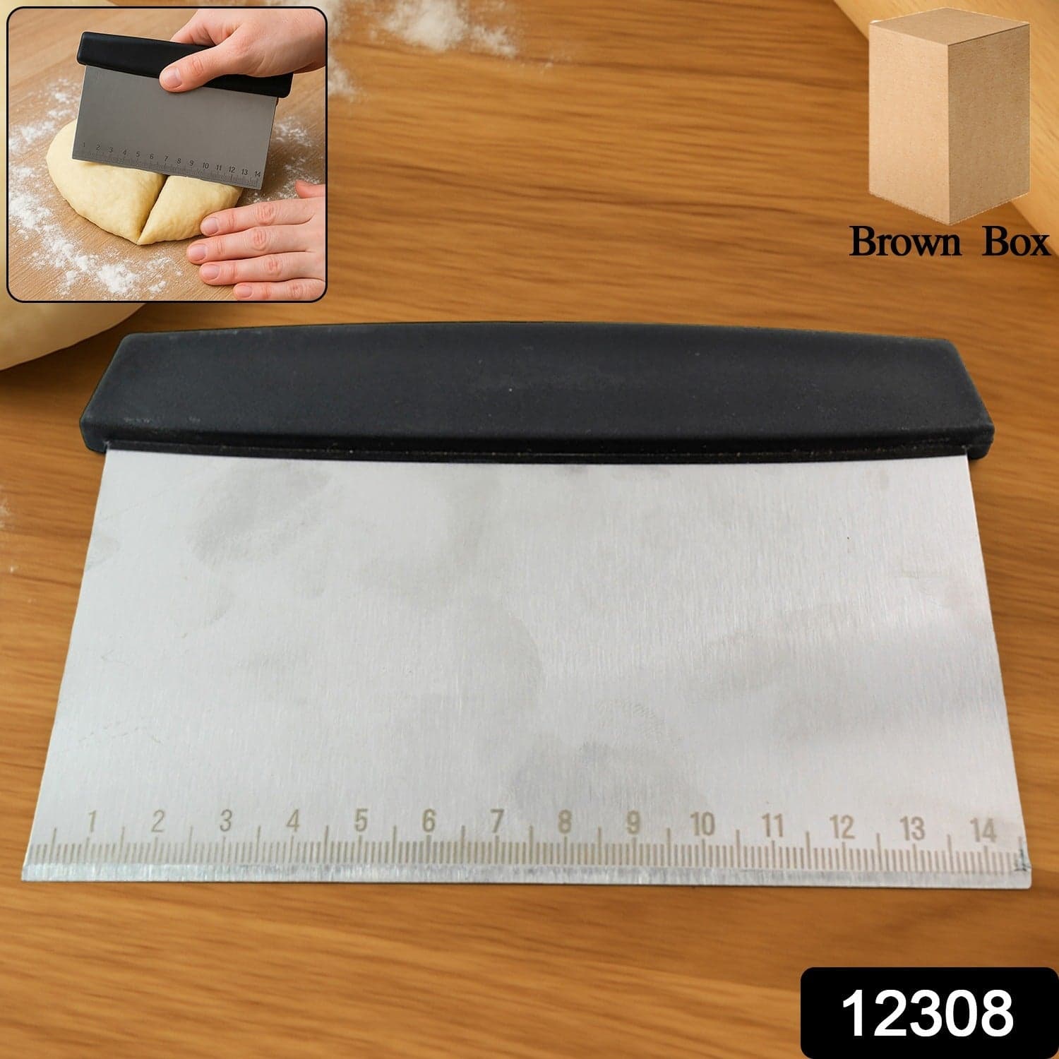 Premium Stainless Steel Dough Scraper 1 Pc thumbnail 1