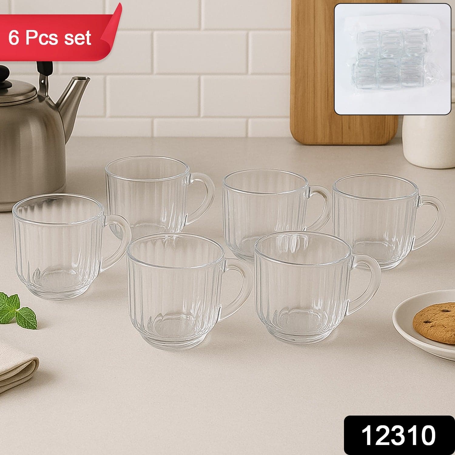 Unbreakable Transparent Plastic Tea Cups Set Of 6 Pc thumbnail 1