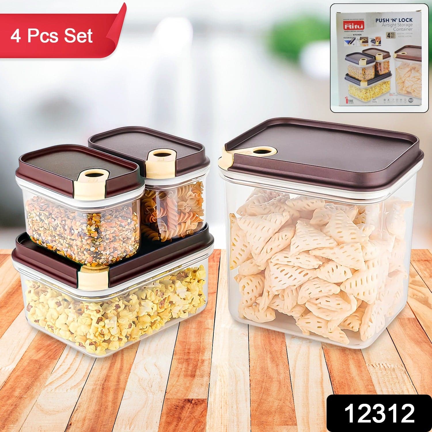 Ritu Push N Lock Container 4Pcs J371 thumbnail 1