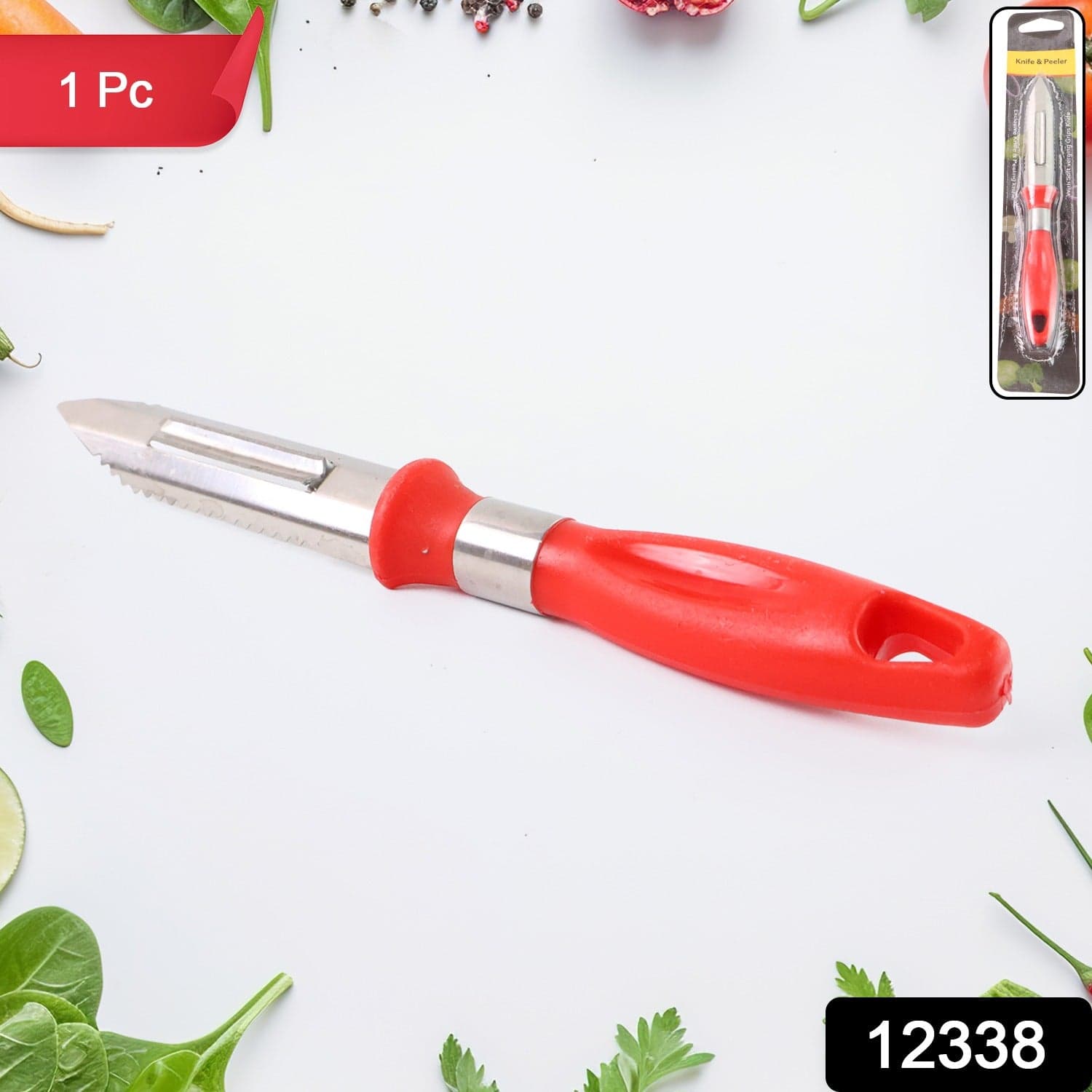 Multipurpose 2 In 1 Stainless Steel Knife Peeler 1 Pc thumbnail 1