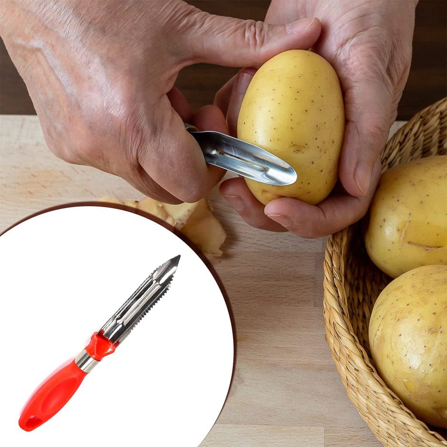 Multipurpose 2 In 1 Stainless Steel Knife Peeler 1 Pc thumbnail 3