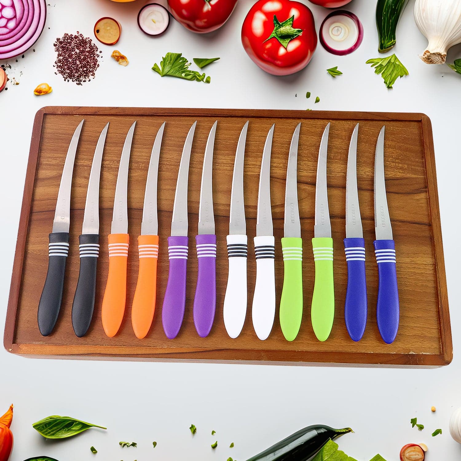 Stainless Steel Multipurpose Serrated Knife Set 12 Pc thumbnail 5