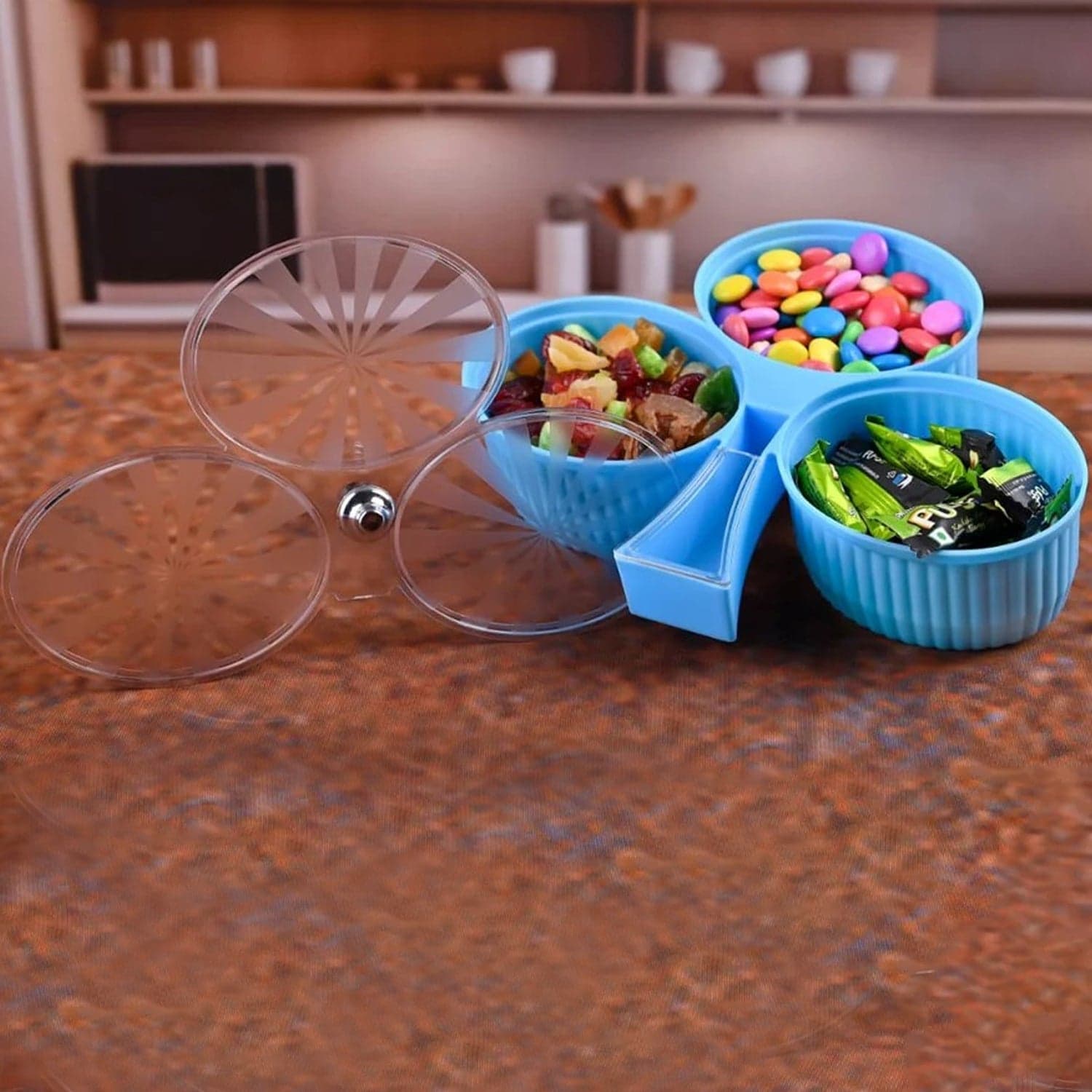 Premium 3 Compartment Revolving Dry Fruit Box 1 Pc thumbnail 3