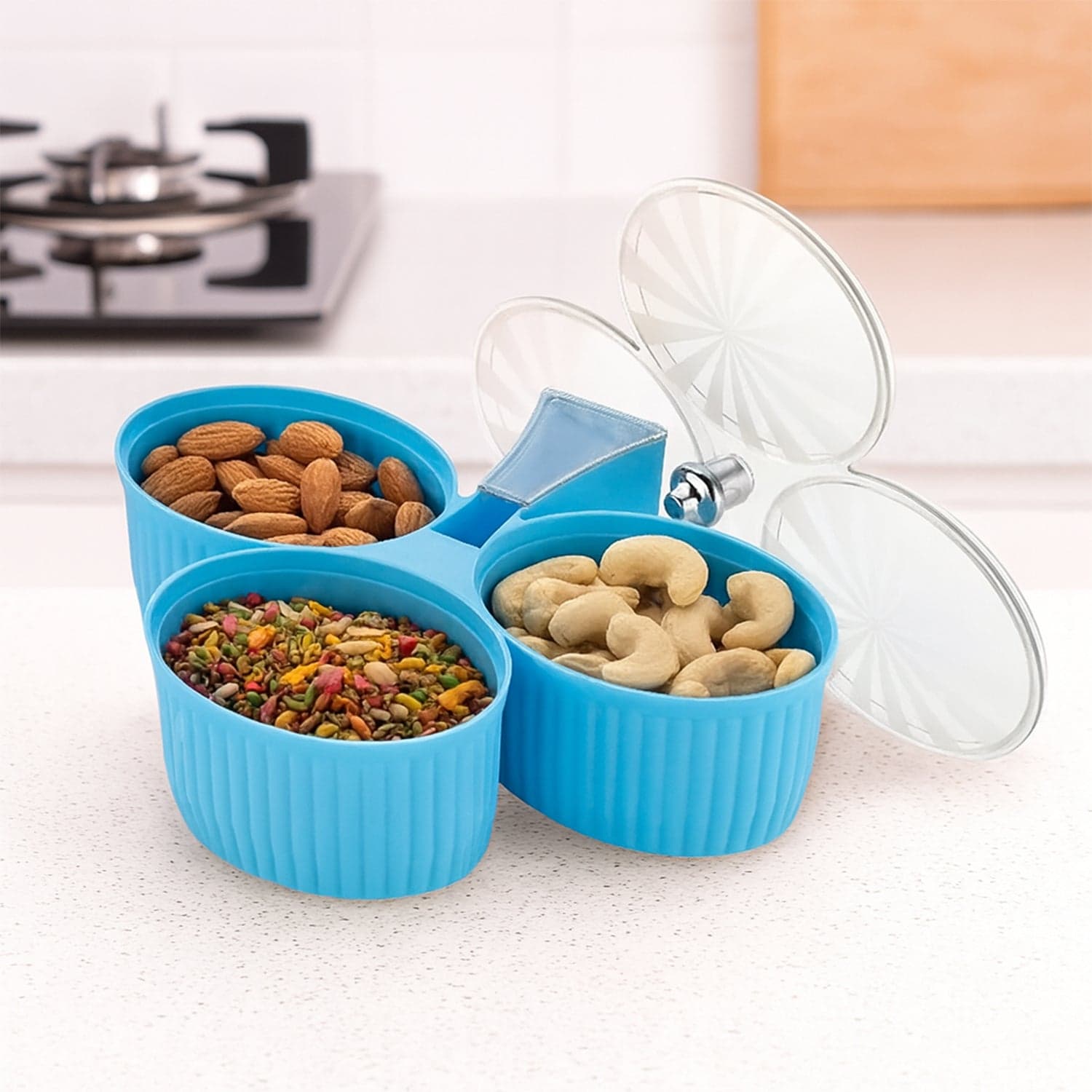Premium 3 Compartment Revolving Dry Fruit Box 1 Pc thumbnail 5