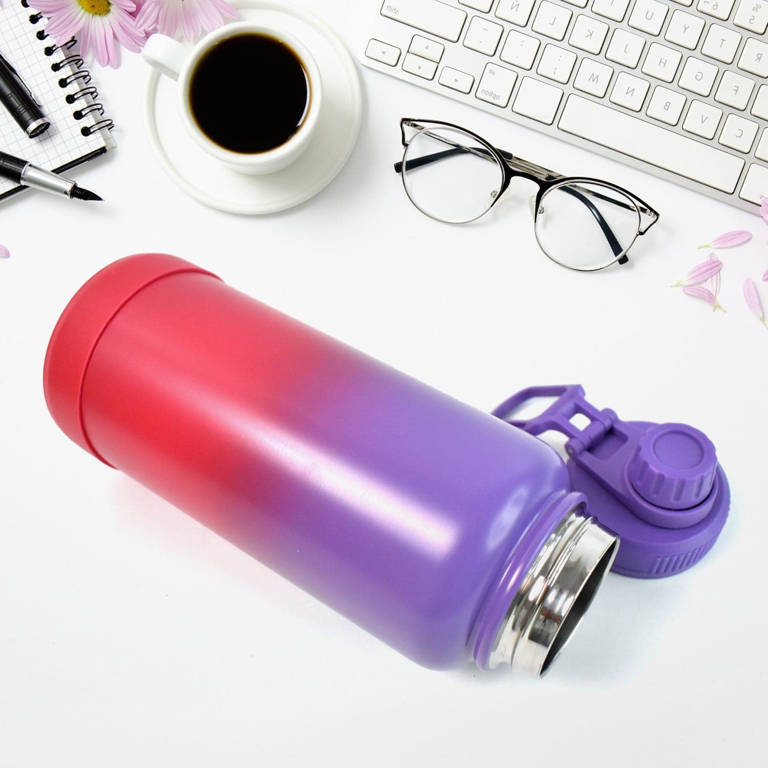 Two Tone Pink Stainless Steel Water Bottle thumbnail 6
