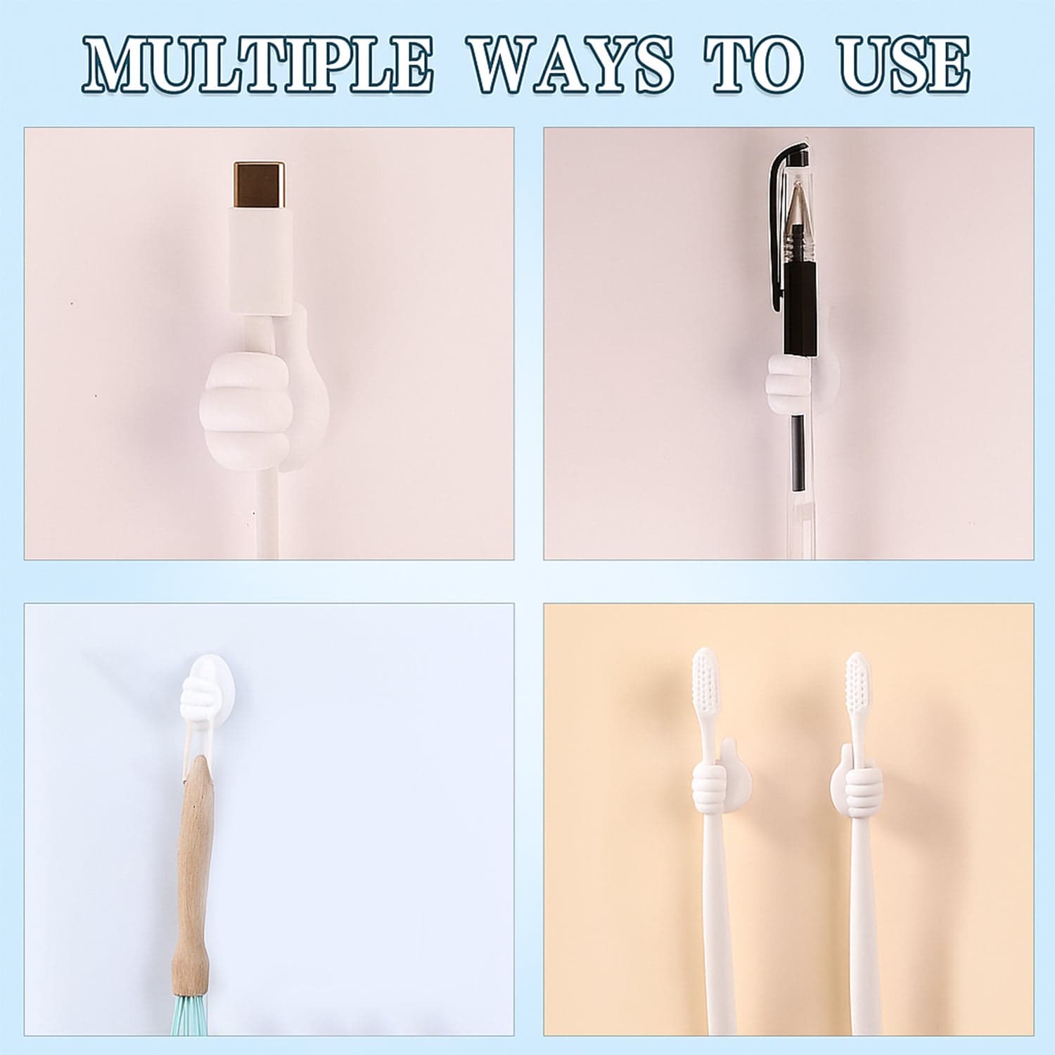 12444 White Thumb Shape Wireholder 1Pc thumbnail 3